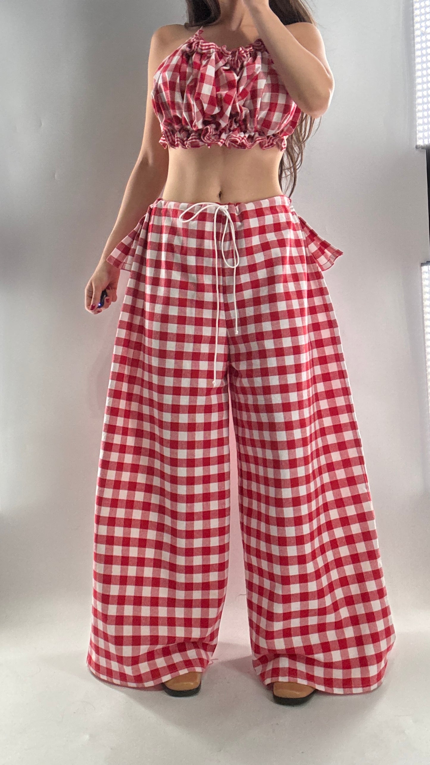 Vintage Handmade Picnic Red/White Gingham Two Piece Set (XS-L)