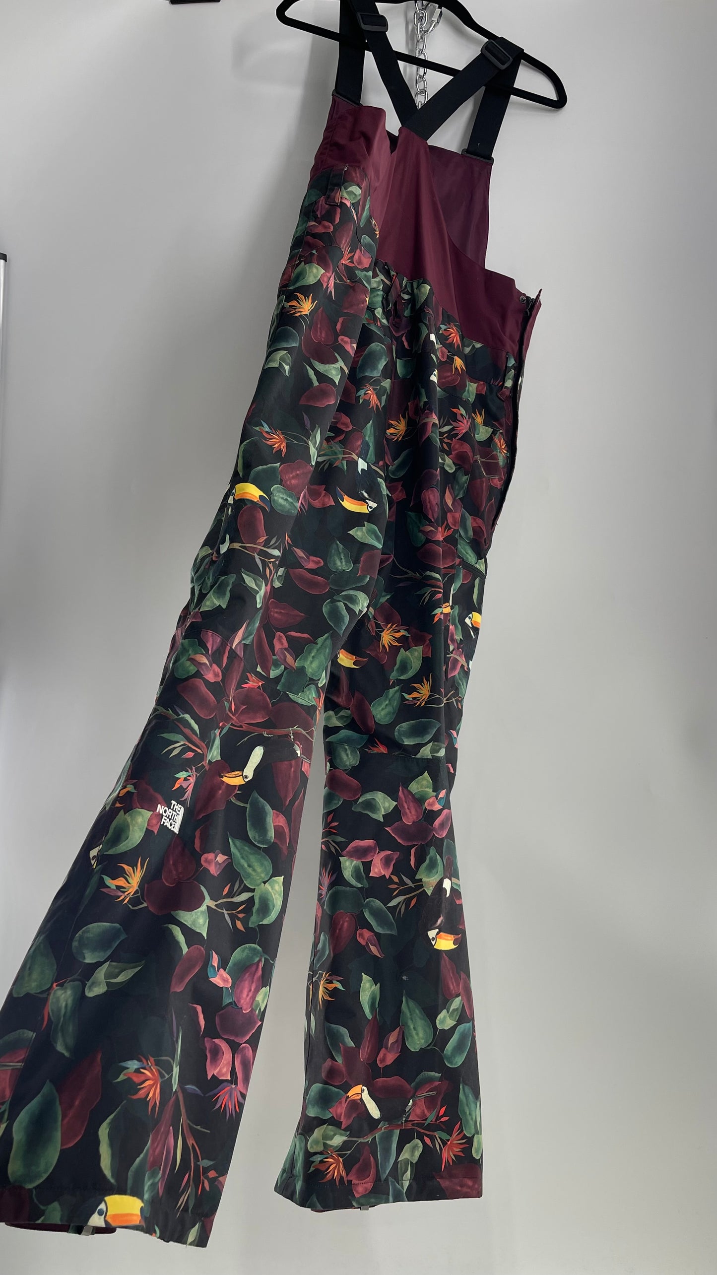 The North Face Tropical Patterned Burgundy Snowboard/Ski/Snowsuit (XL)