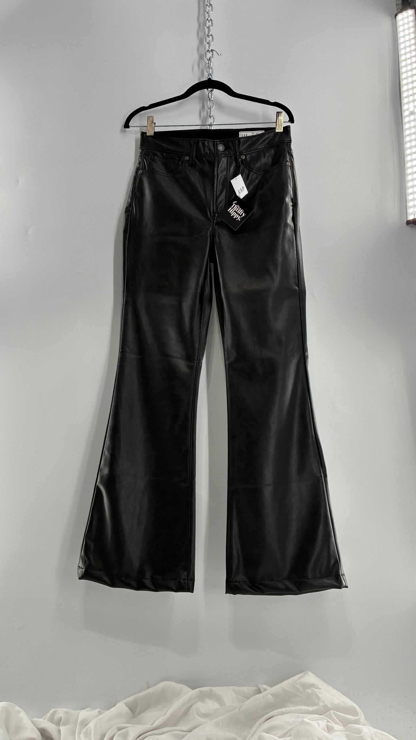 GAP Black Vegan Leather Flared Pants with Tags Attached (28/6R)