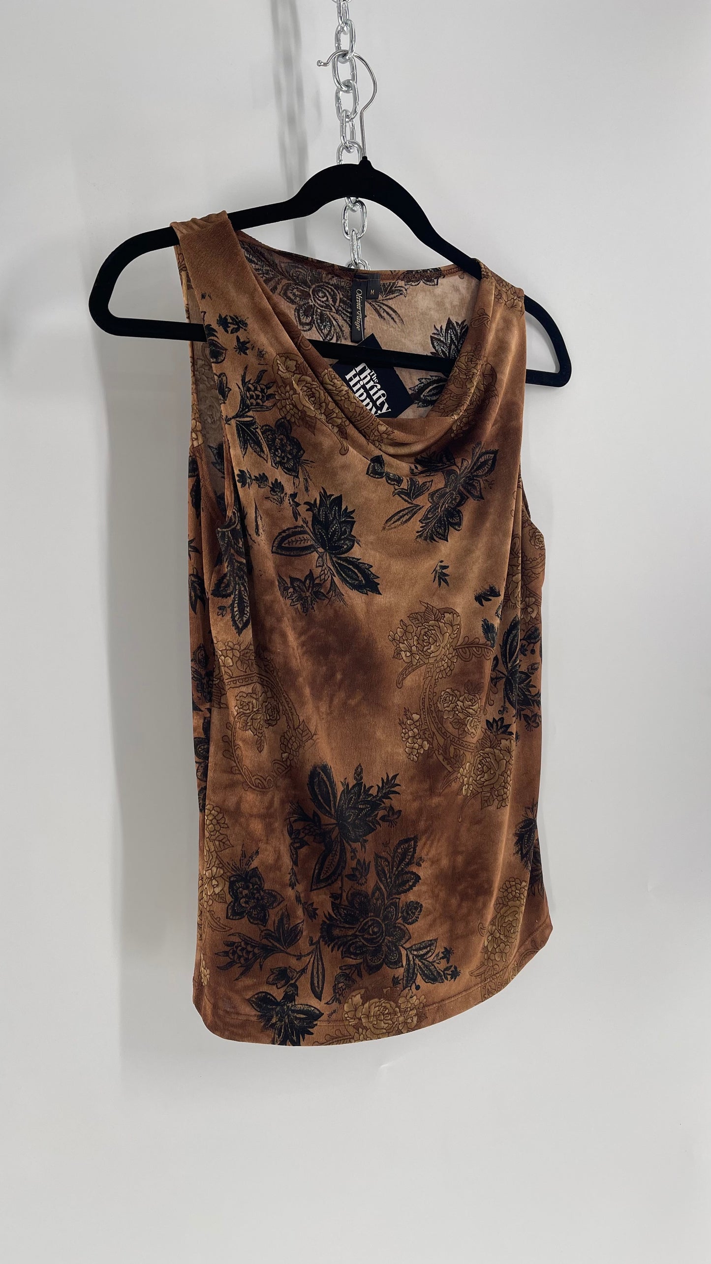 Vintage Olivia Paige Brown Tie Dye Floral Tank (Medium)