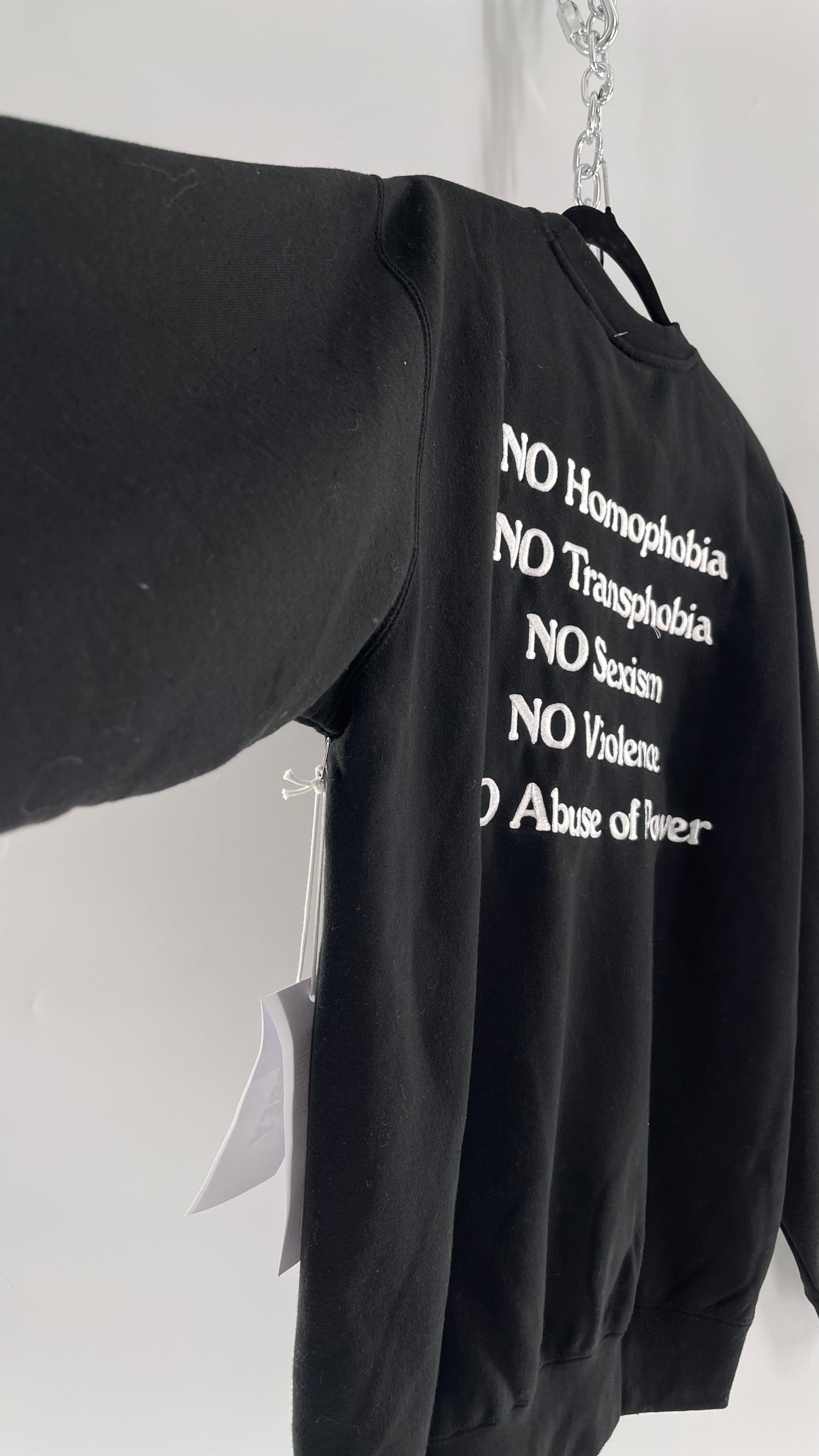 OBEY Black All Over Embroidered Love is The Cure Crewneck with Tags (Medium)