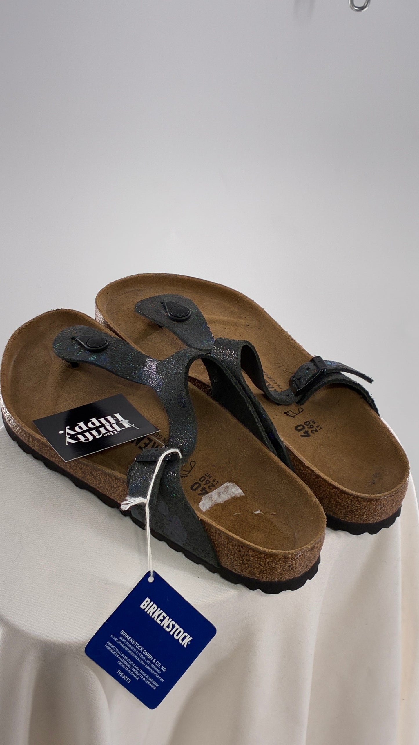 BIRKENSTOCK Sandal Iridescent Navy Thong Sandal with Tags Attached (40)