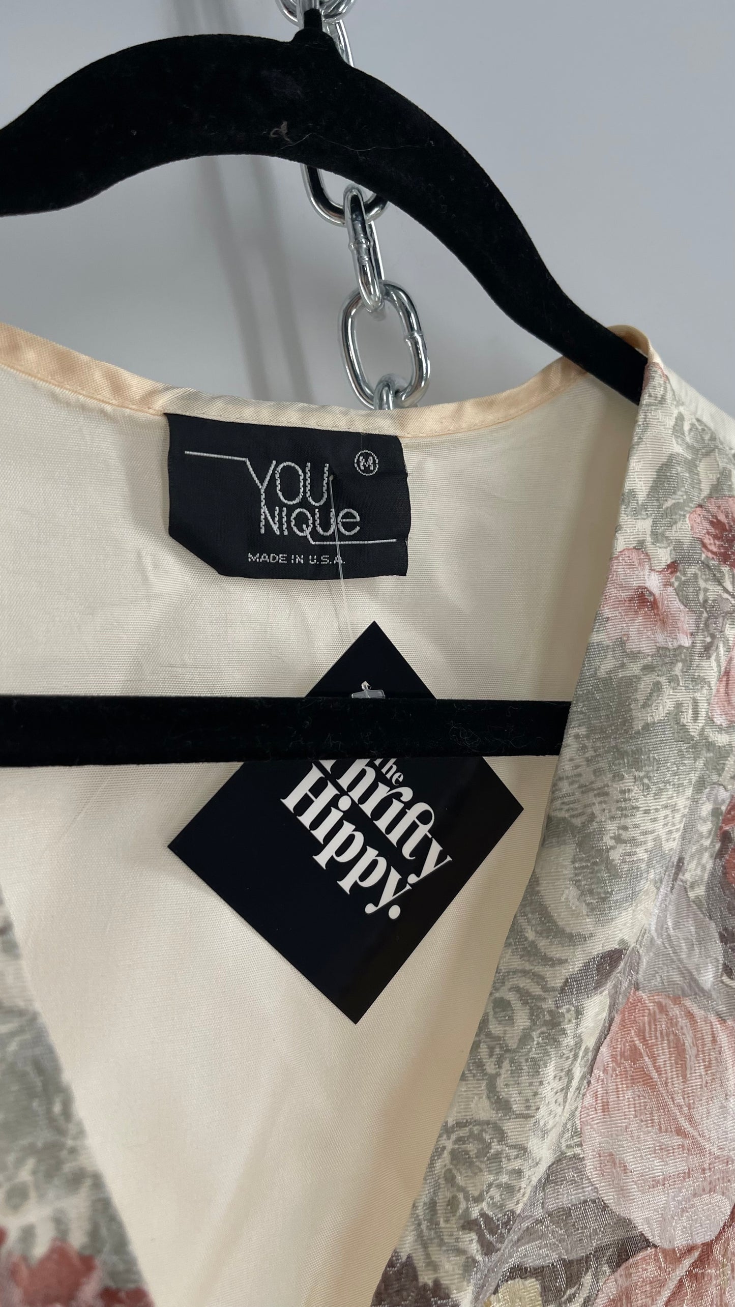 Vintage 1980s YOUNIQUE Cream Floral Vest (Medium)