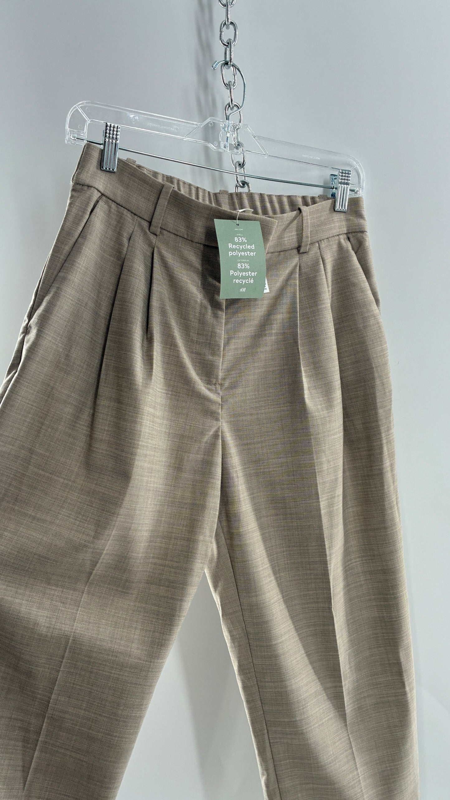 H&M 83% Recycled Polyester Beige Woven Trouser with Tags Attached (6)