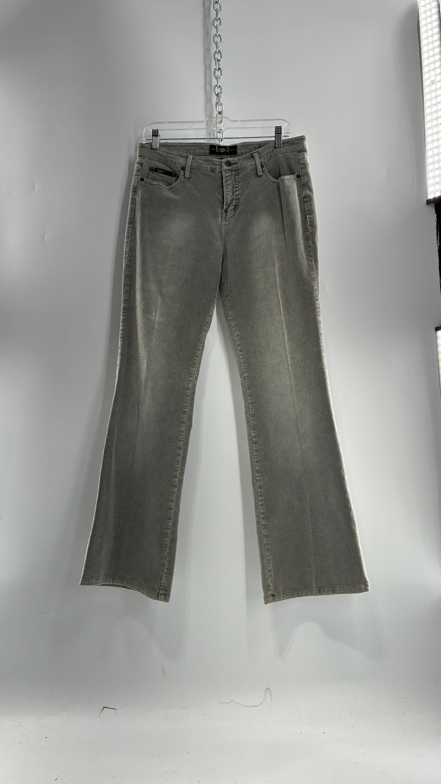 Vintage LEI Grey Corduroy Flare Pants with Fading Detail (13)