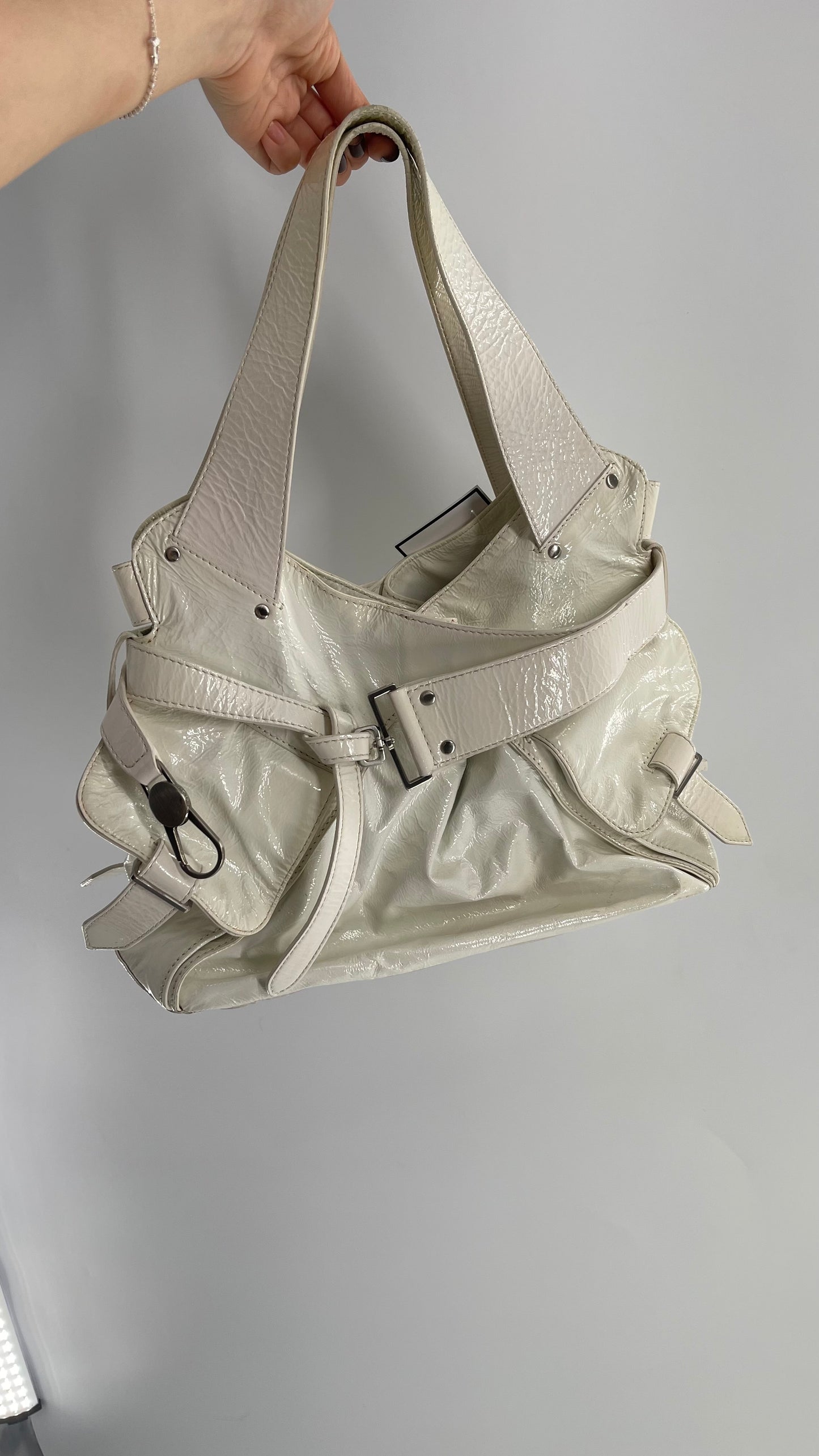 Vintage 1990s White Buckle Bag