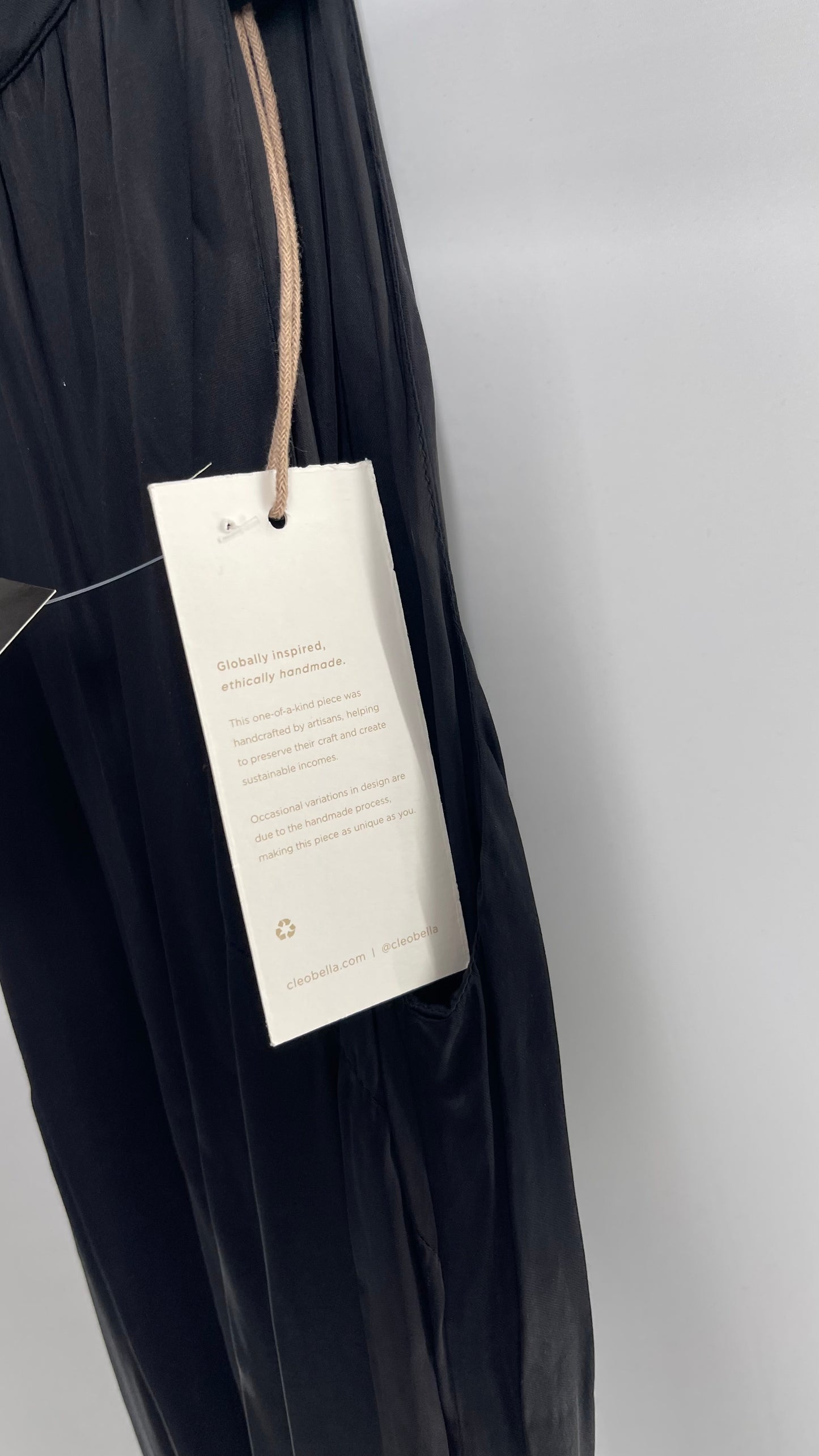 Cleobella Black Silky Shiny Full Length Gown with Tags Attached (Small)