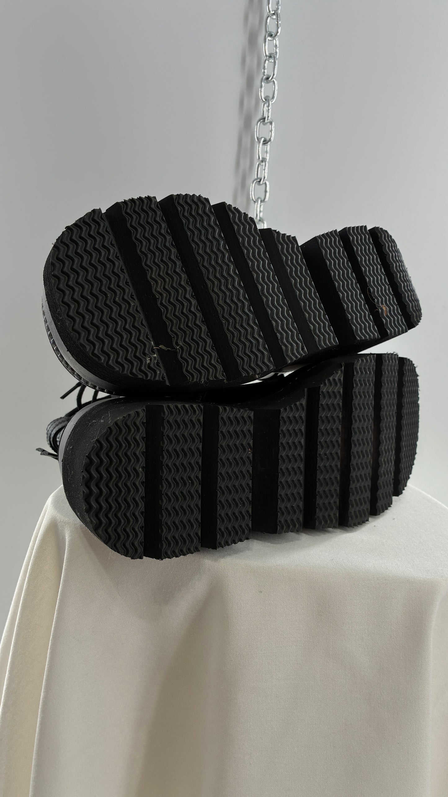 DEMONIA Shaker-52 Black Platform Wedge Combat Boots (9)
