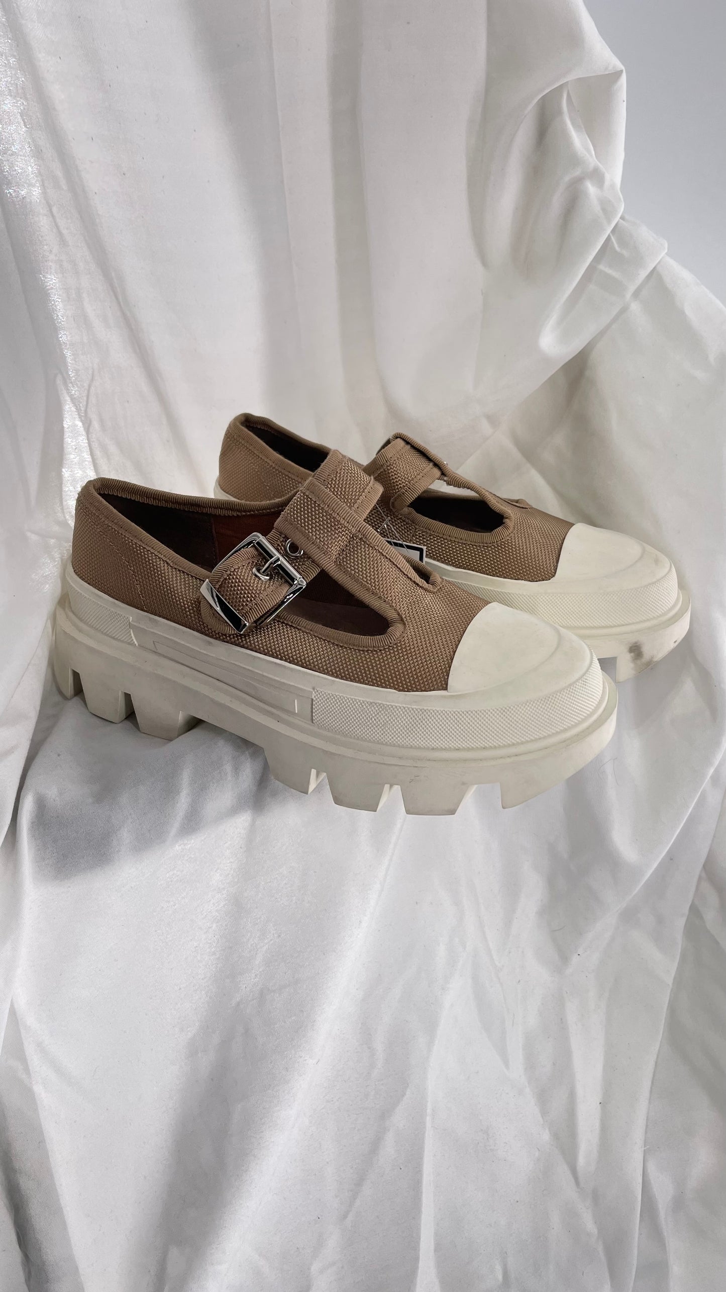 Jeffrey Campbell Marley Tan Canvas Mary Janes (6)