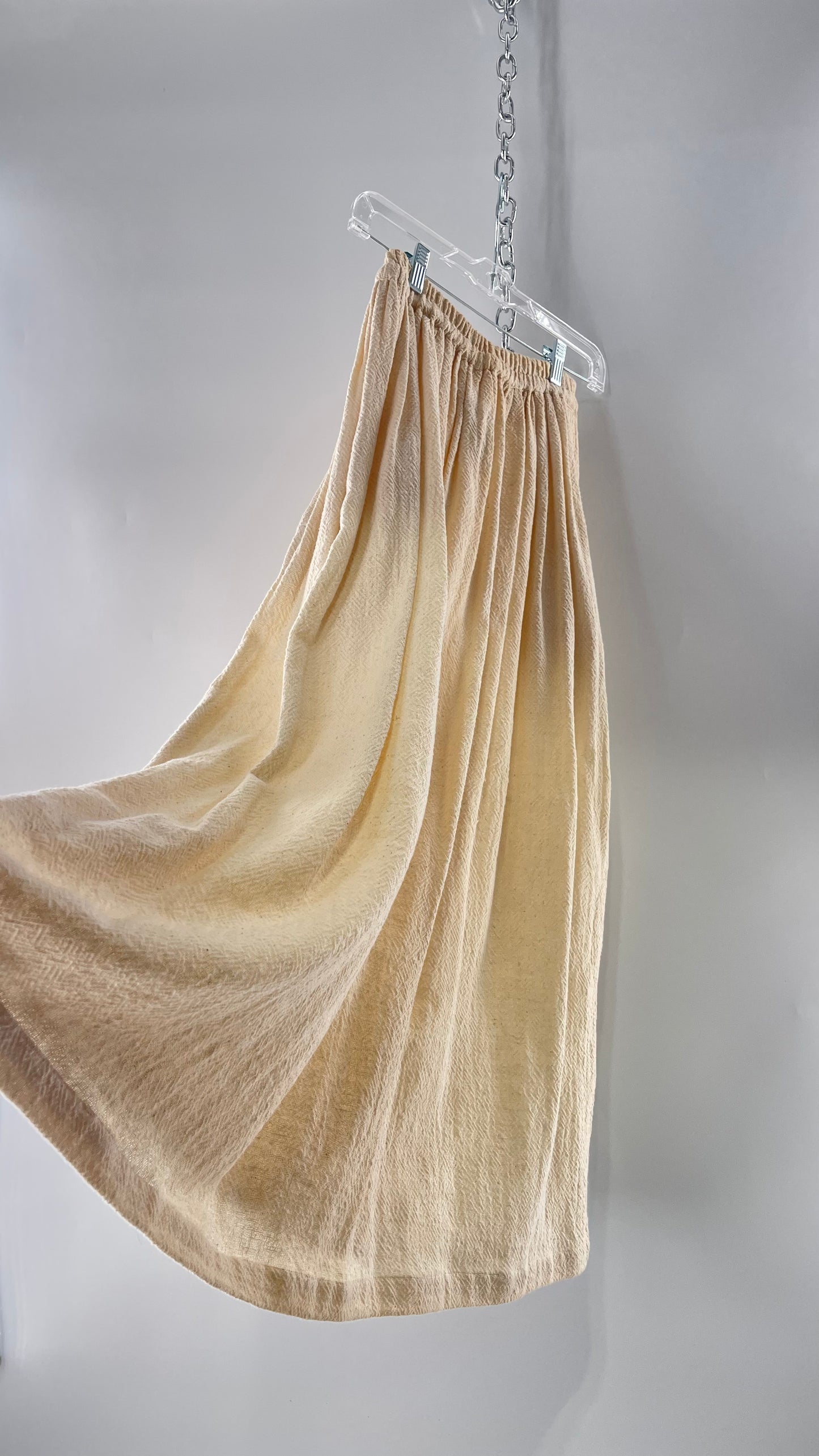 Vintage 1970s SANGAM Imports 100% Cotton White Maxi Skirt Made in India (Medium)