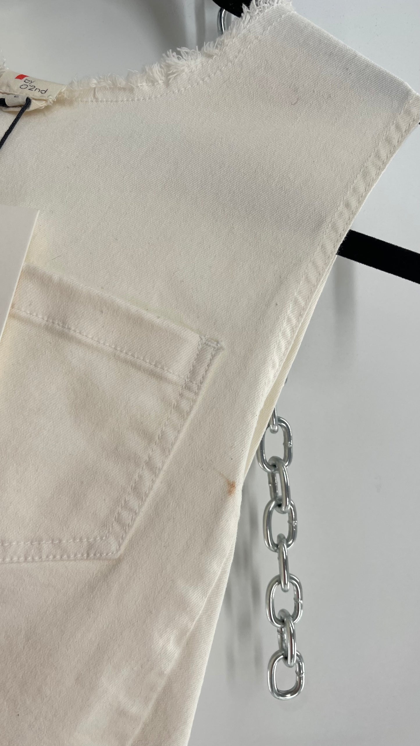 Anthropologie 1 by 0’2nd White Denim Sleeveless Cross Over Back Top with Tags Attached (2)
