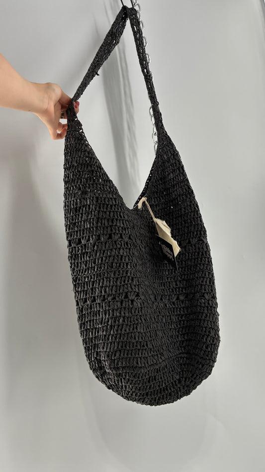 Urban Outfitters Black Straw Tote Bag with Tags