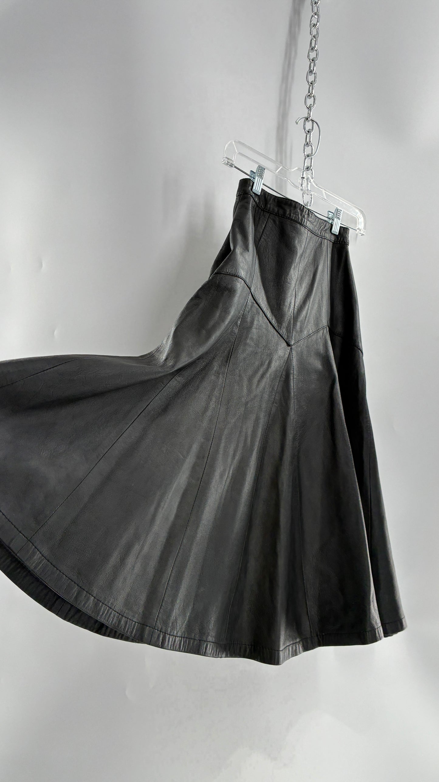 Vintage Fergs Omorro Leather Full Circle Skirt Made in Italy (XS)