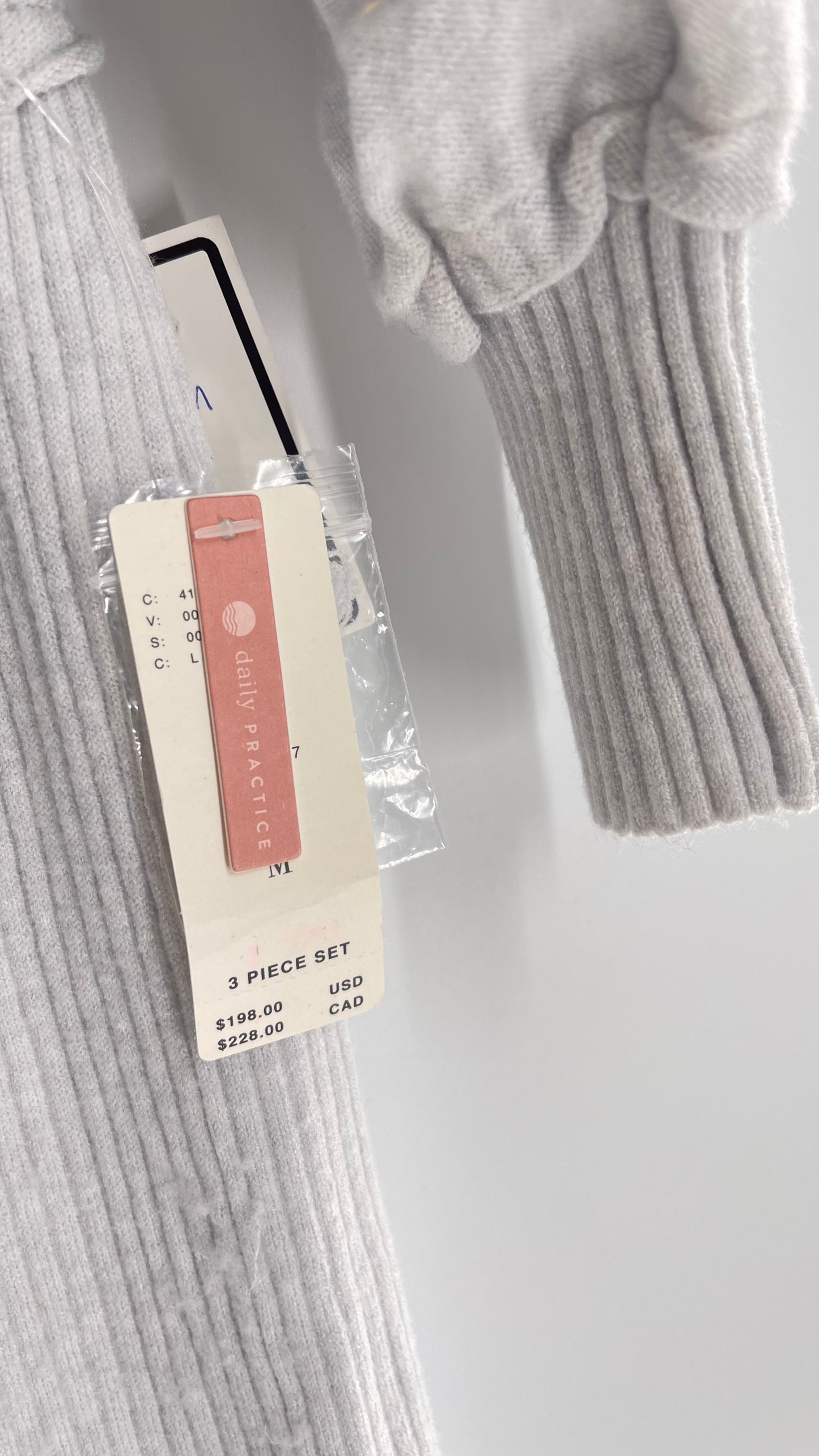 Daily Practice x Anthropologie 3-Piece Knit Loungewear Set: Button-front Tank, Cardigan and Skirt with Tags Attached (Medium)
