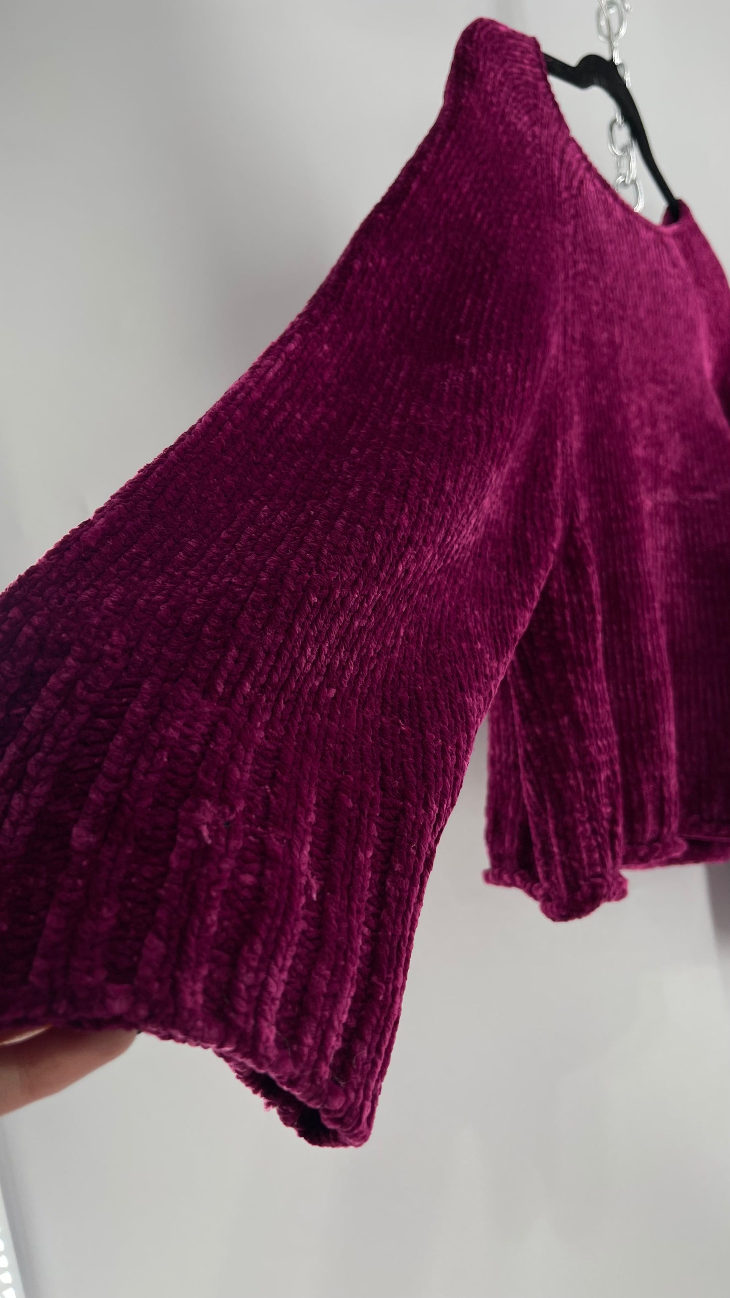 Anthropologie MOTH Fuchsia Purple Chenille Sweater (XS)