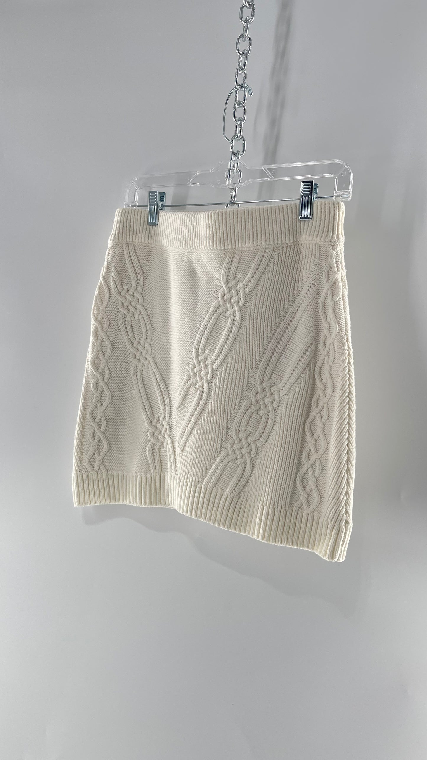 Maeve Anthropologie White Cable-knit Mini Skirt (Small)