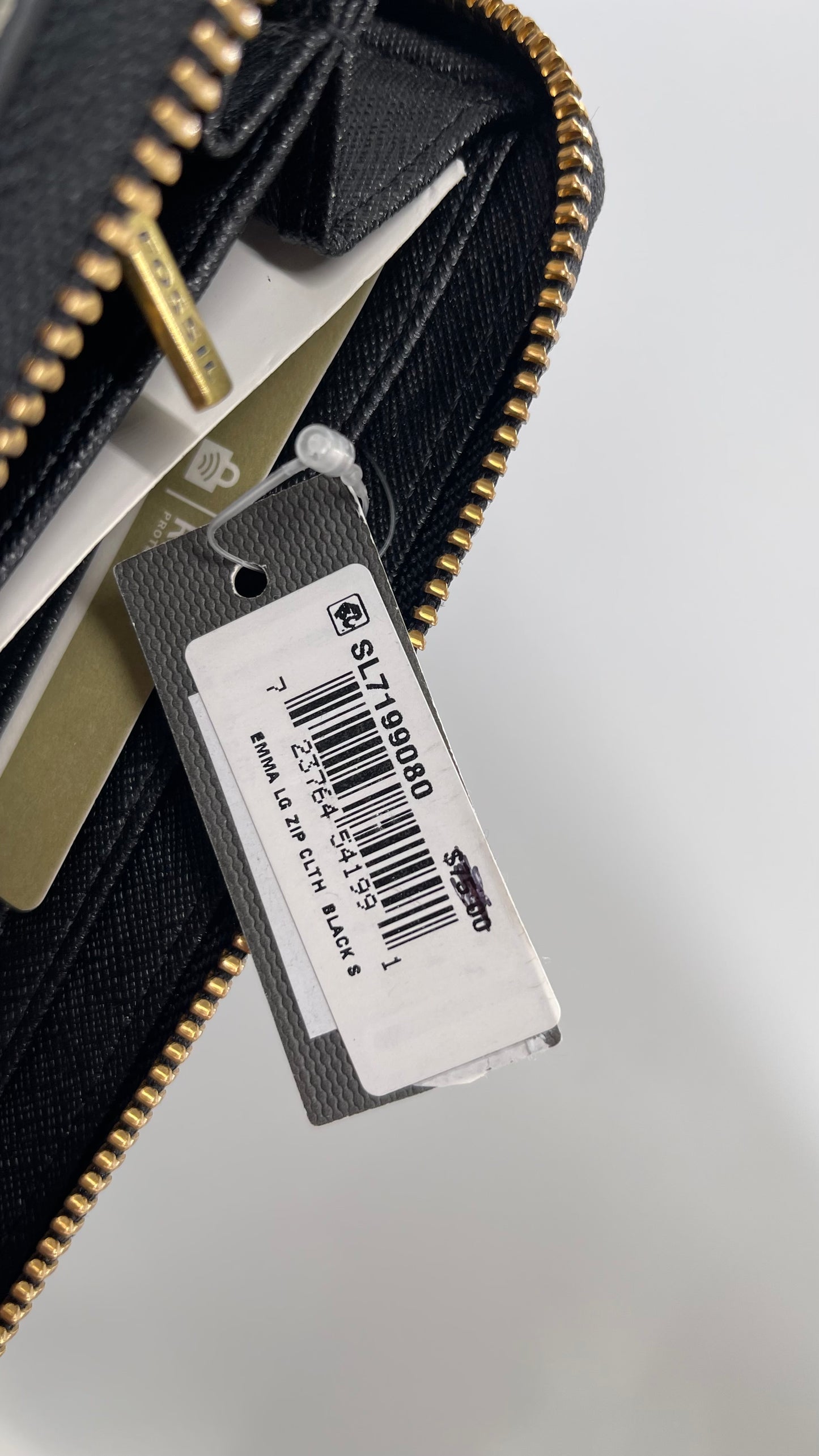 Fossil Black Patterned RFID Protected Wallet with Tags Attached