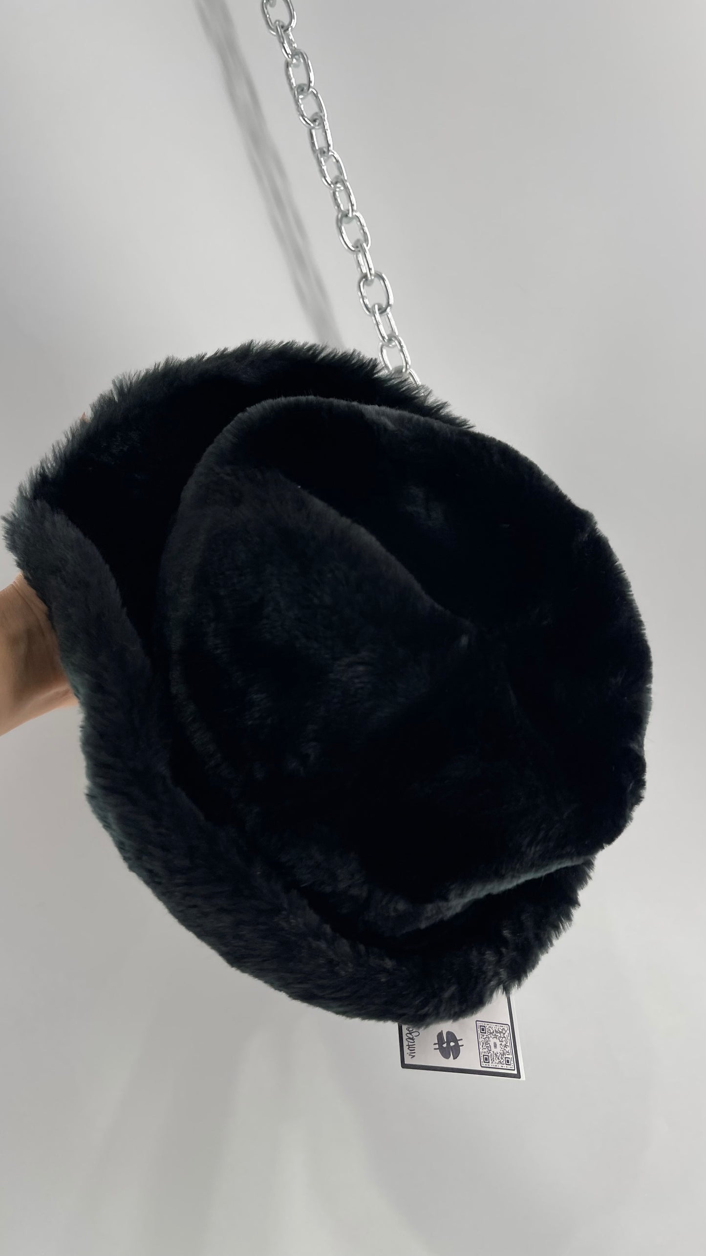 Vintage Black Faux Fur Bucket Hat