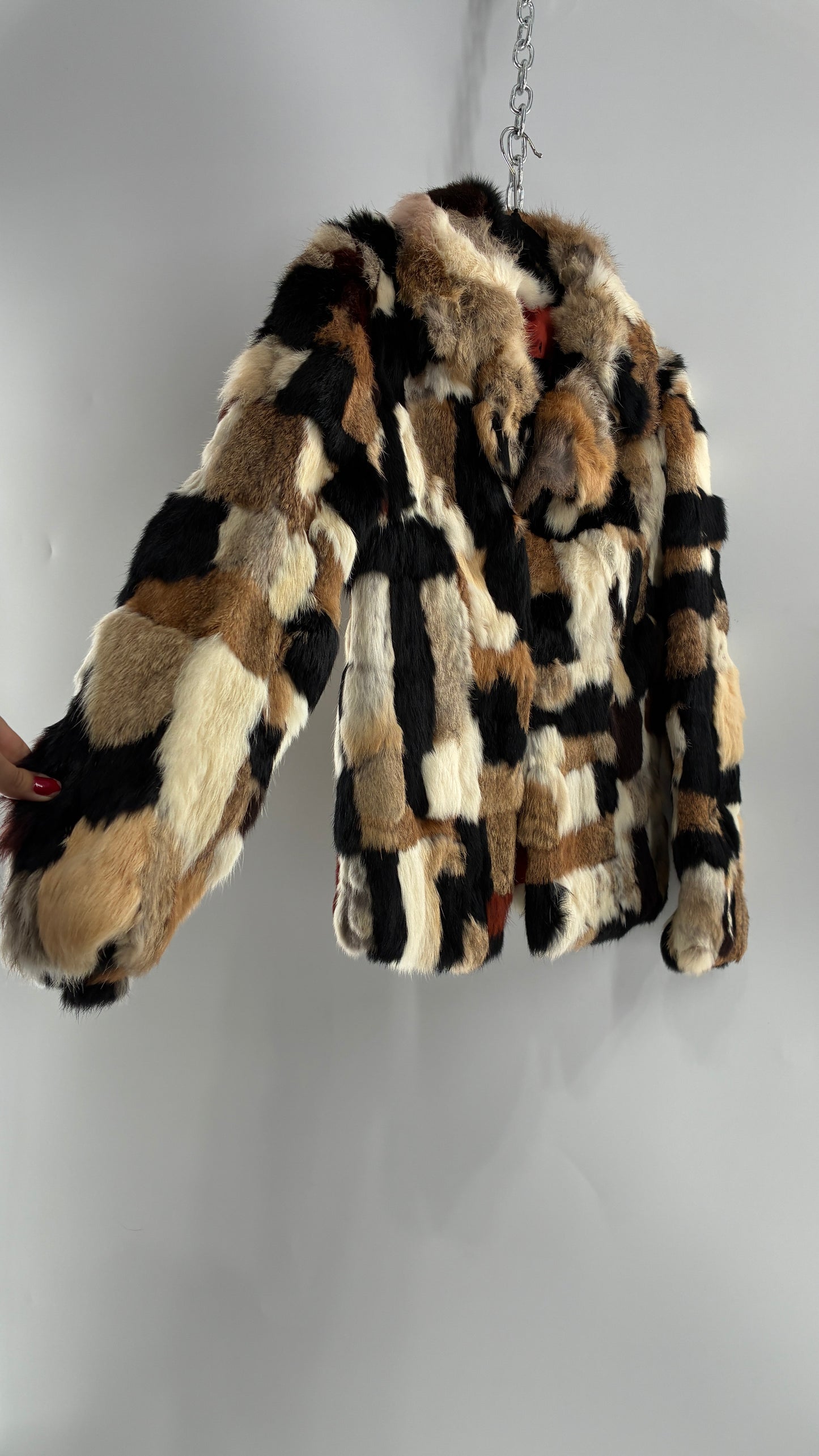 Vintage 1970s FURMOSTE Genuine French Rabbit Fur Patchwork Jacket (7/8)