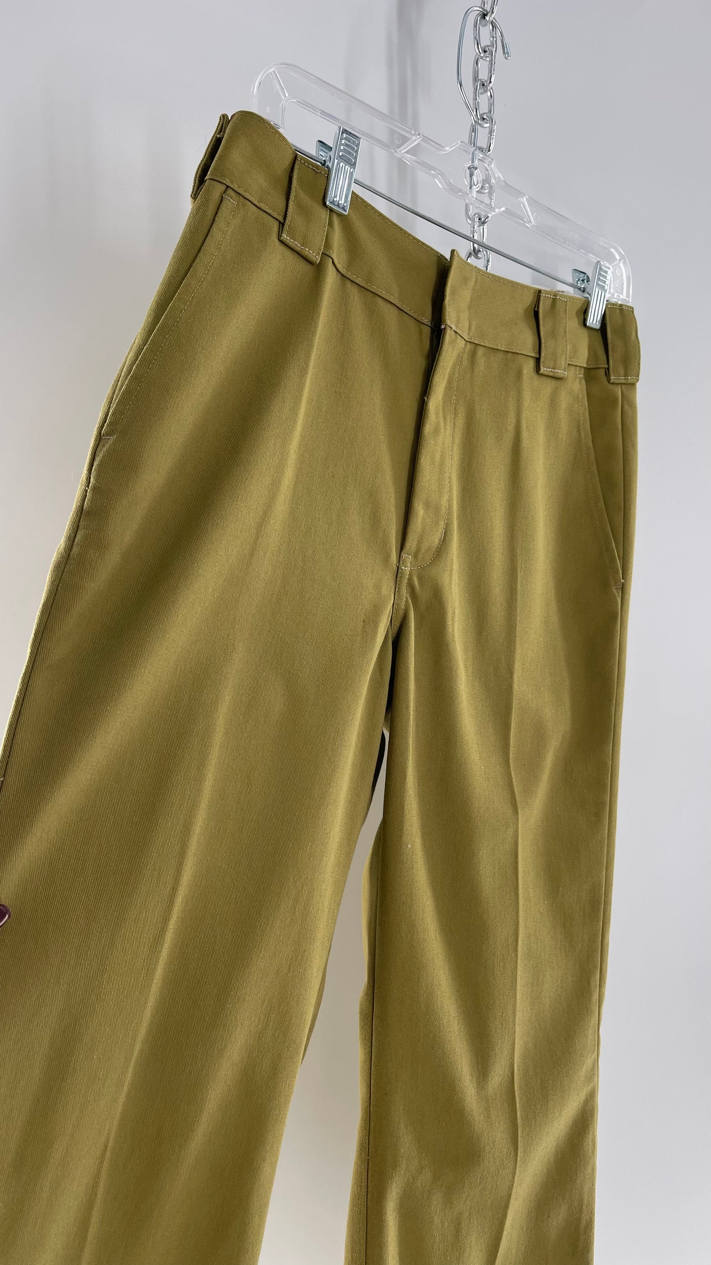 Dickies Mustard Green Cropped with Raw Edge Hem (4)
