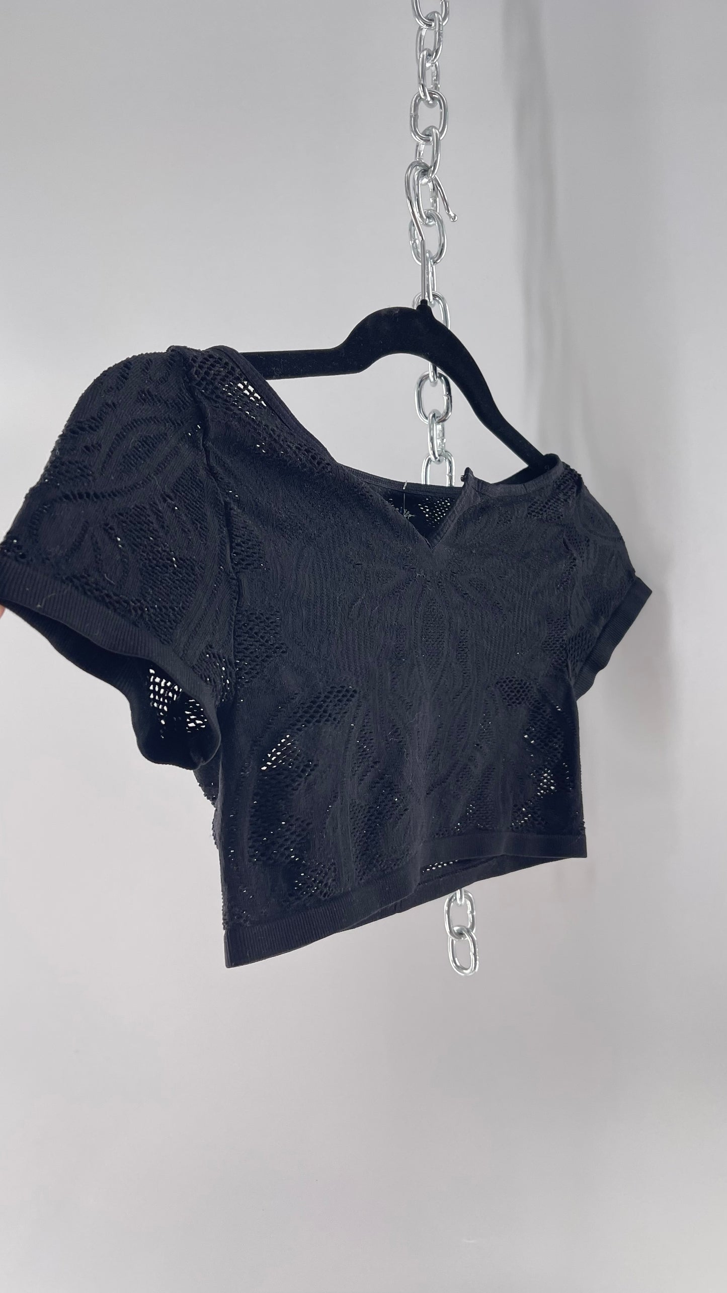 Intimately Free People Spandex Lace Cropped Short Sleeve (XS/S)