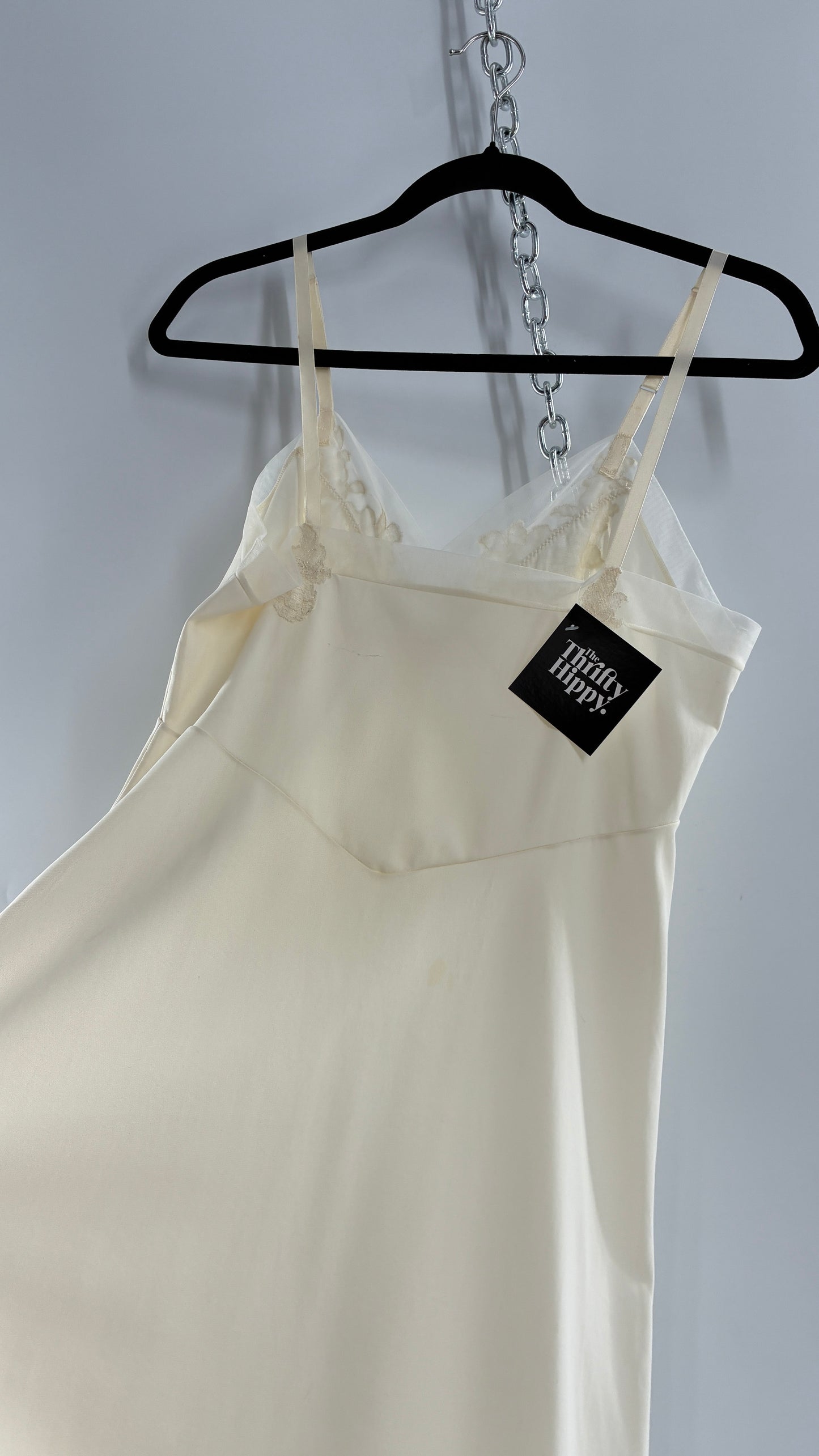 Vintage Van Raalte Suavette Nylon Slip Dress with Pleated, Embroidered Bust (S/34)