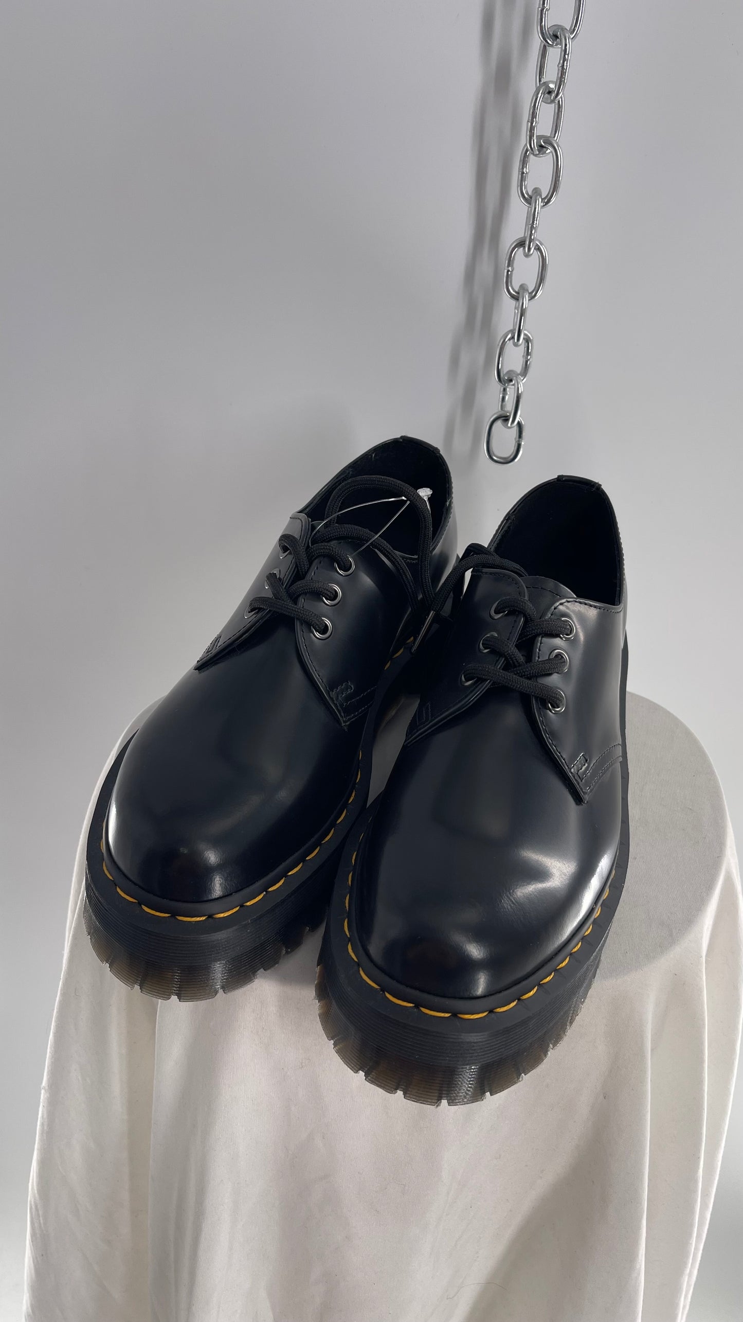 Dr.Martens Black Patent 1461 Quad li Leather Platform Oxfords (8.5L, 7.5M)