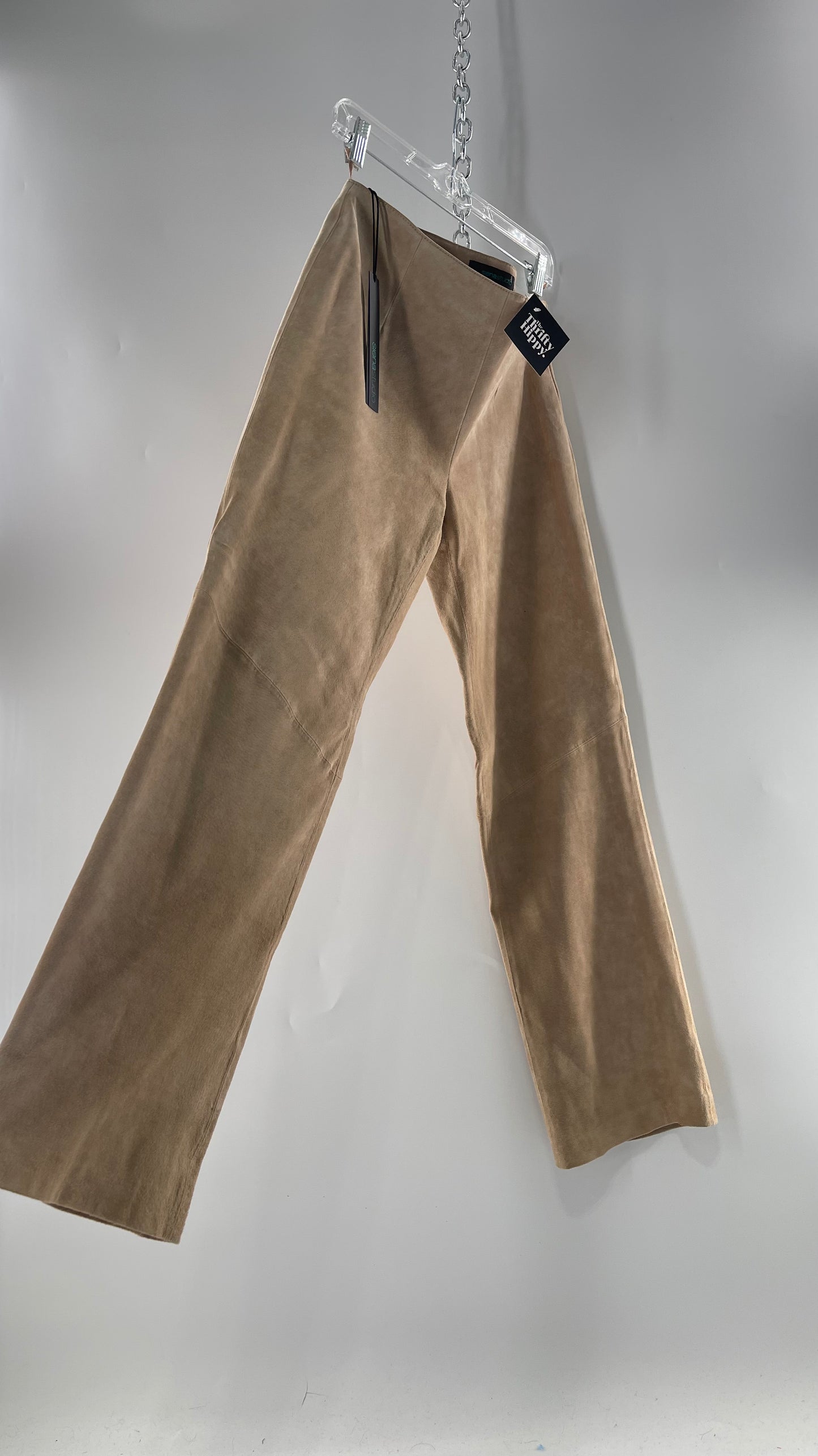 Deadstock Vintage Slouchy SienaStudio Oatmeal Tan Suede Pants (8)