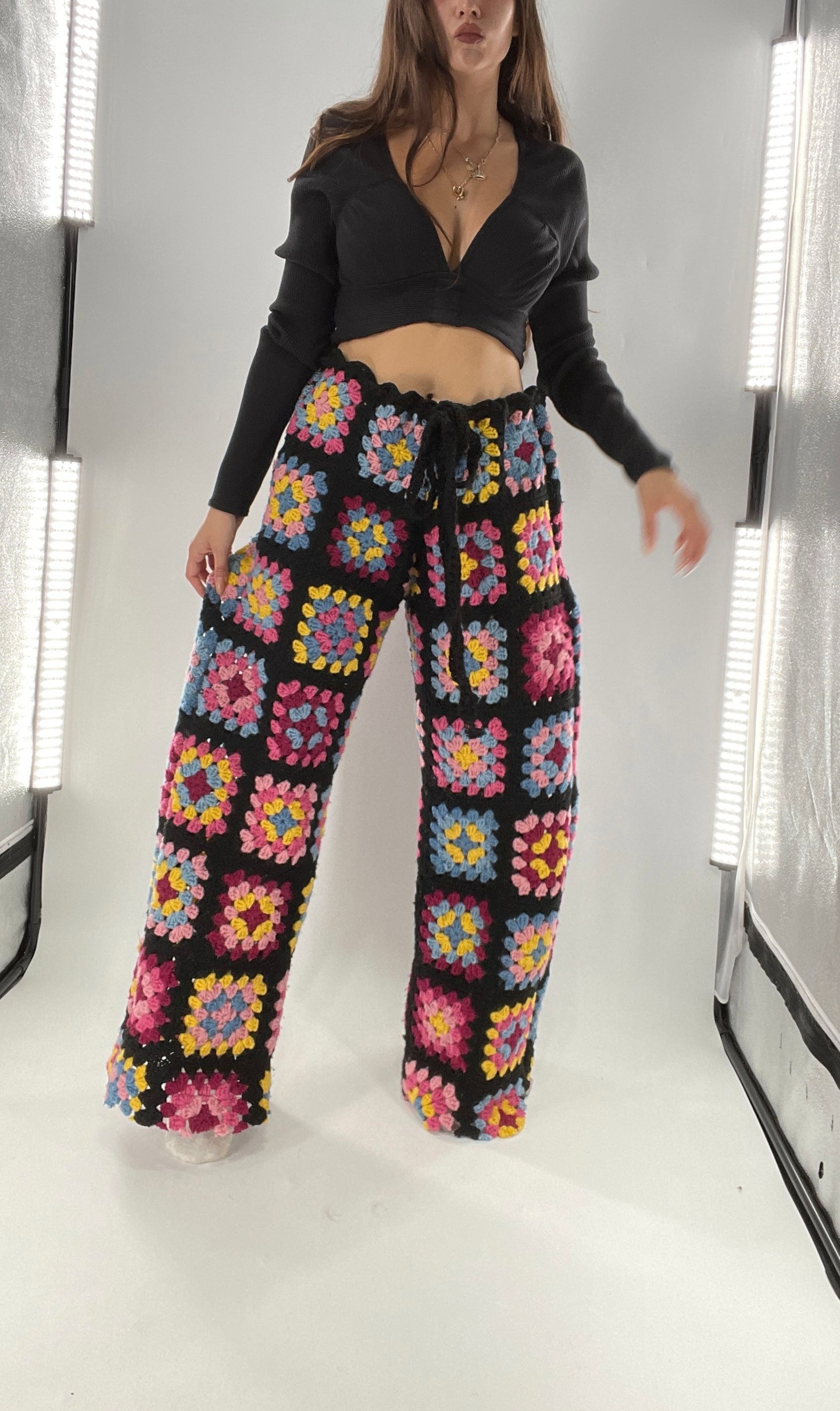 CUSTOM Handmade Granny Square High Contrast Lounge Pants (XS/S/M/L)
