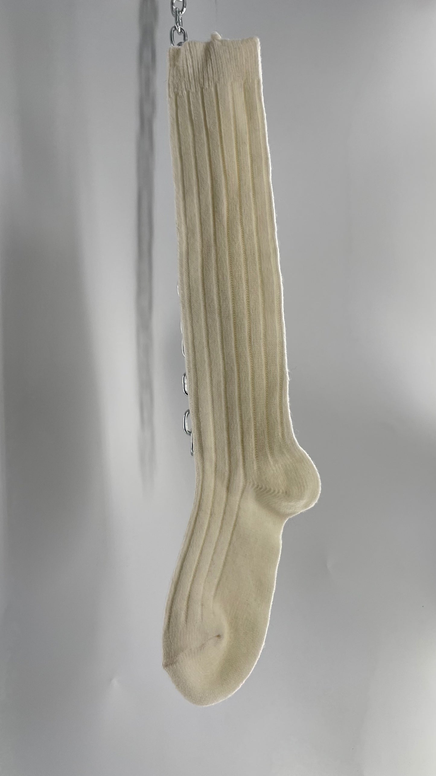 Free People Off White Ribbed Knee/Thigh High Socks