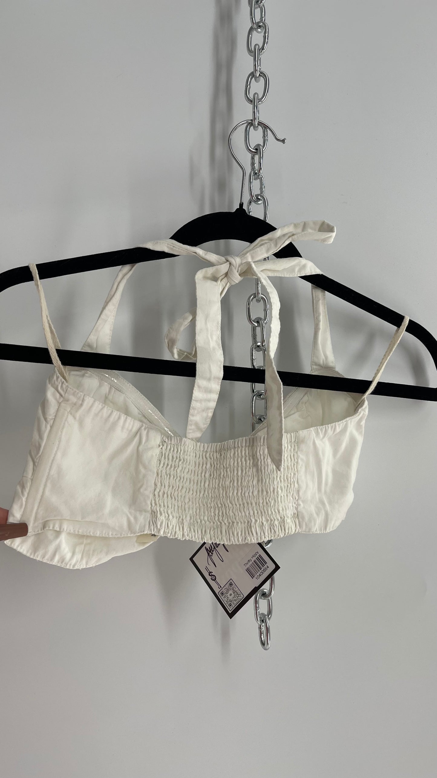 Free People Off White Tie Bust Halter Top (XS)