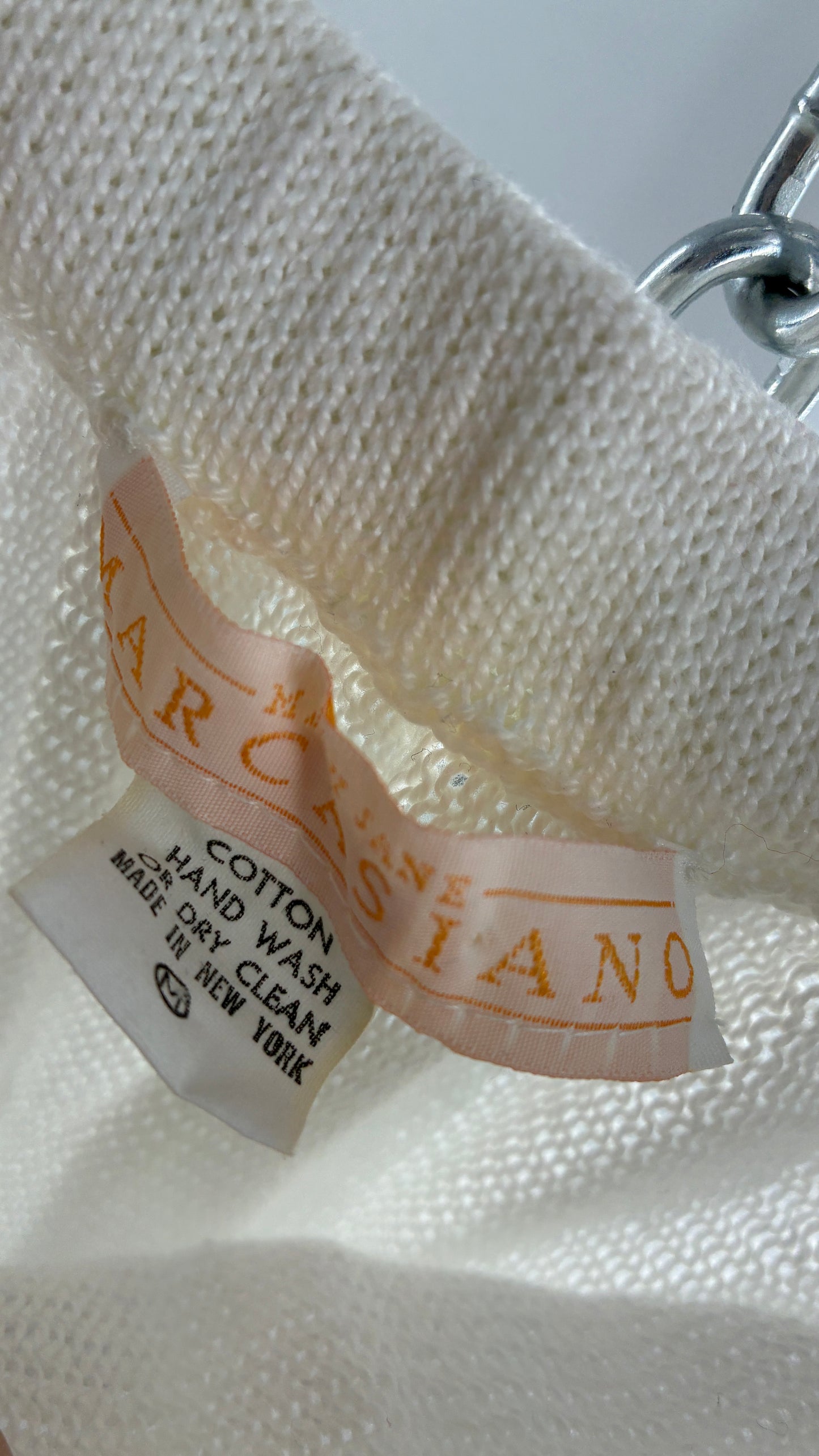 Vintage MARY JANE MARCASIANO White Knit 100% Cotton Made in NY Mermaid Style Skirt (Medium)