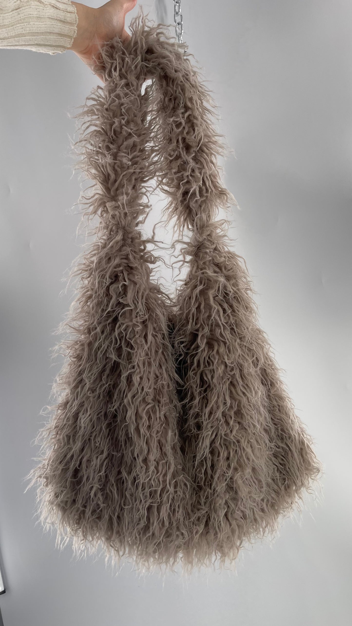 Free People Grey Shaggy Tote Bag