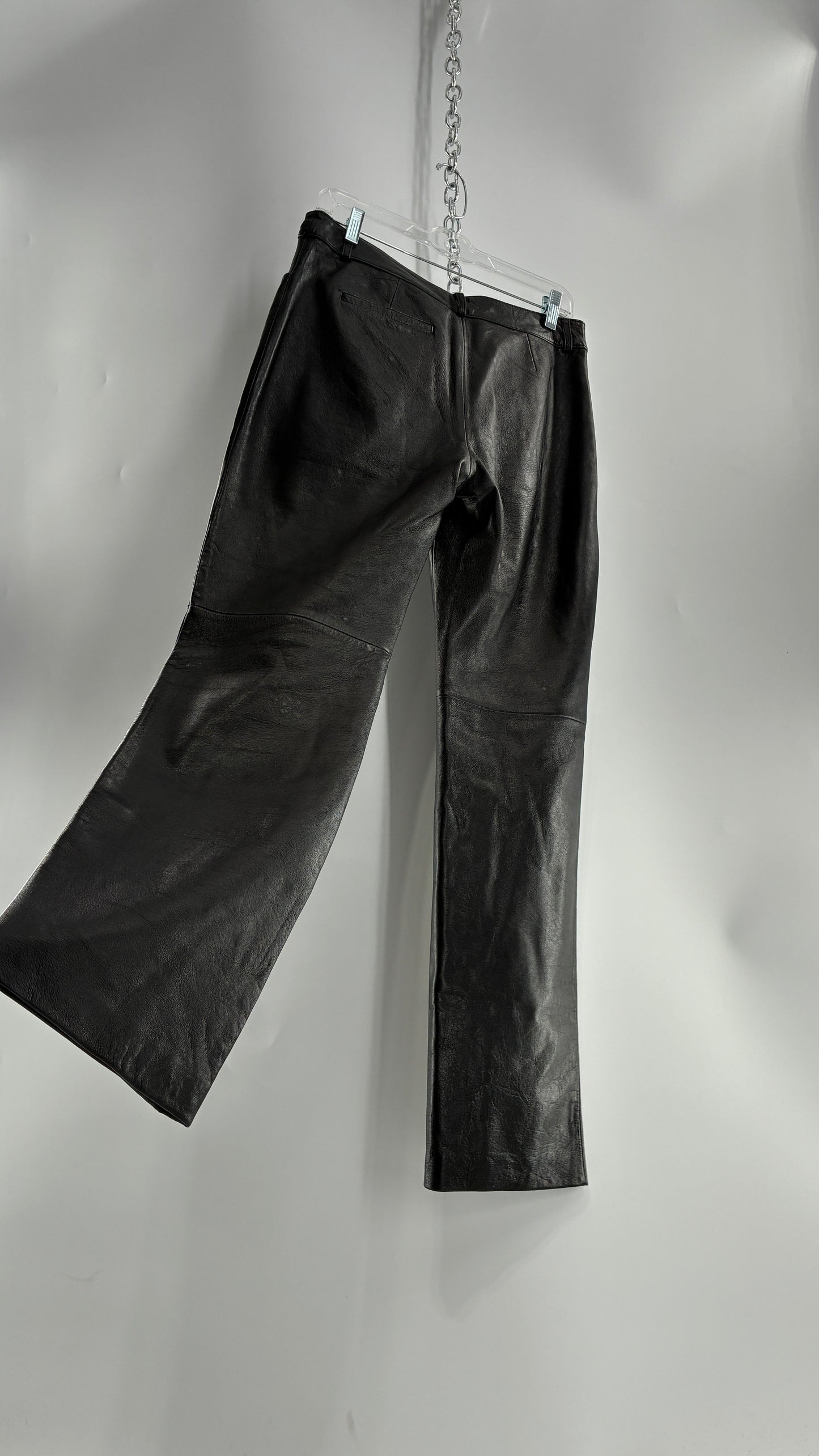 Vintage INC Black Soft Genuine Leather Side Closure Pants (6)
