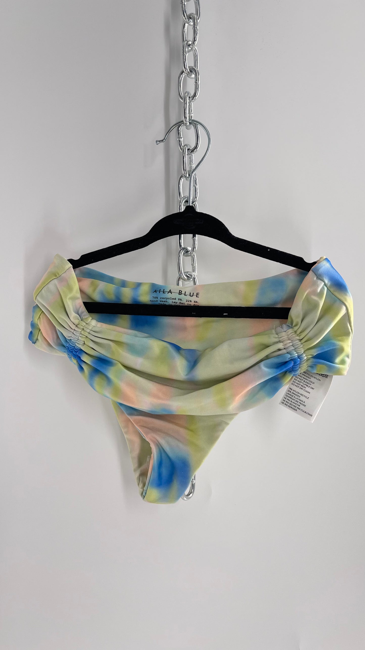 AILA BLUE Pastel Tie Dye Cheeky Swim Bottoms (Small)