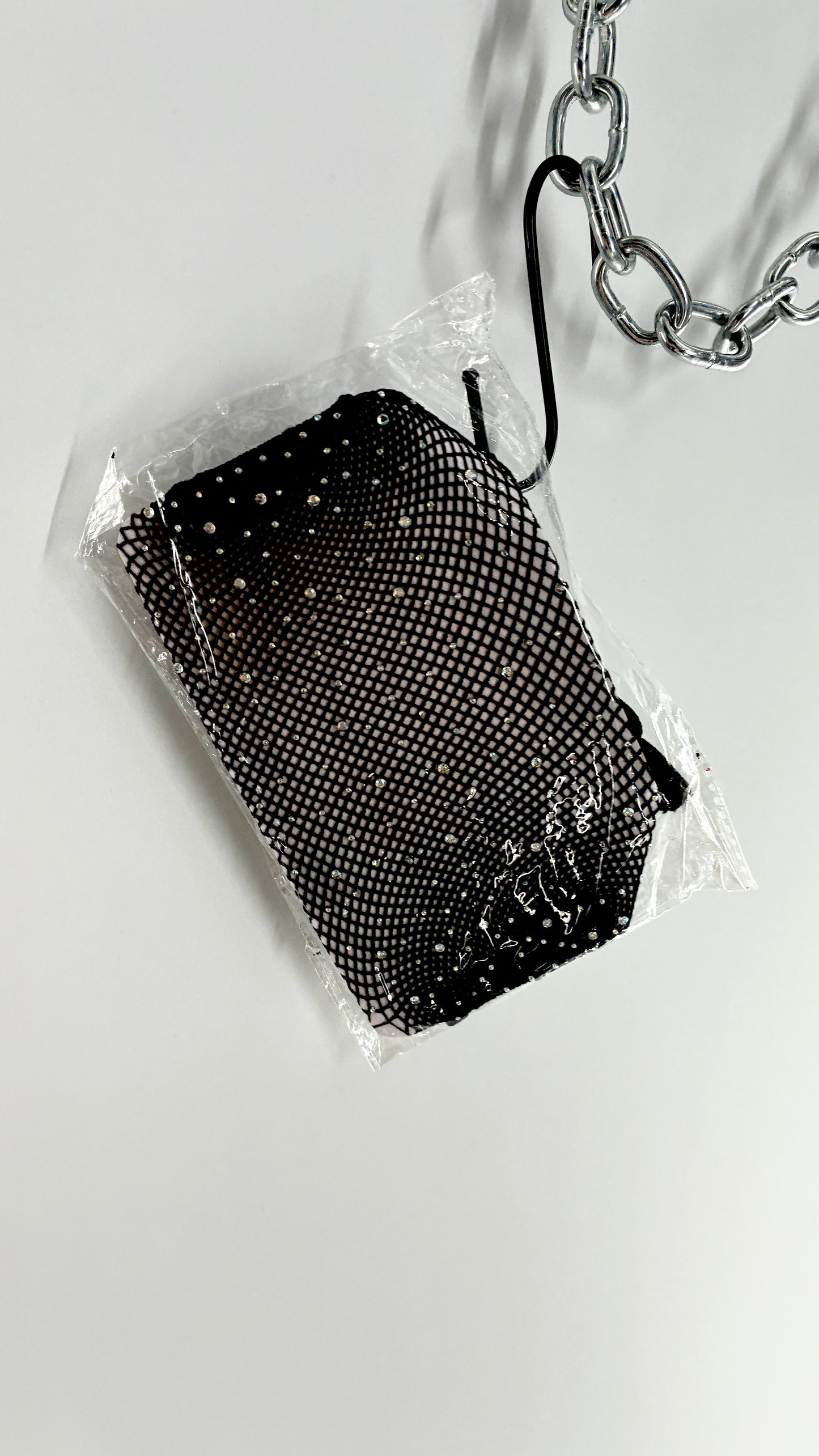Vintage Black Fishnet Stockings Covered in Rhinestones