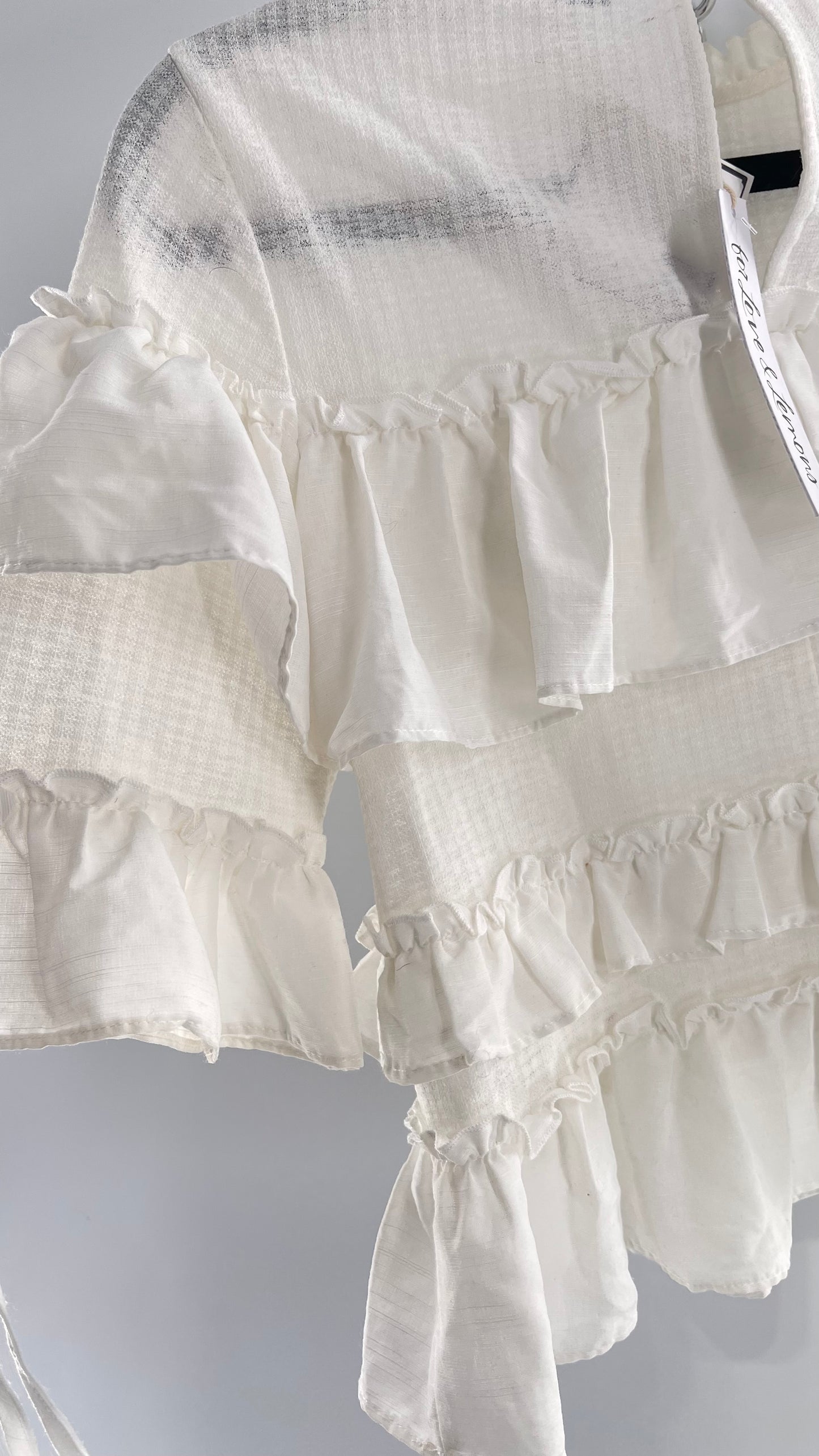 For Love and Lemons English Factory White Ruffle Cloud Blouse with Tags Attached (XS)