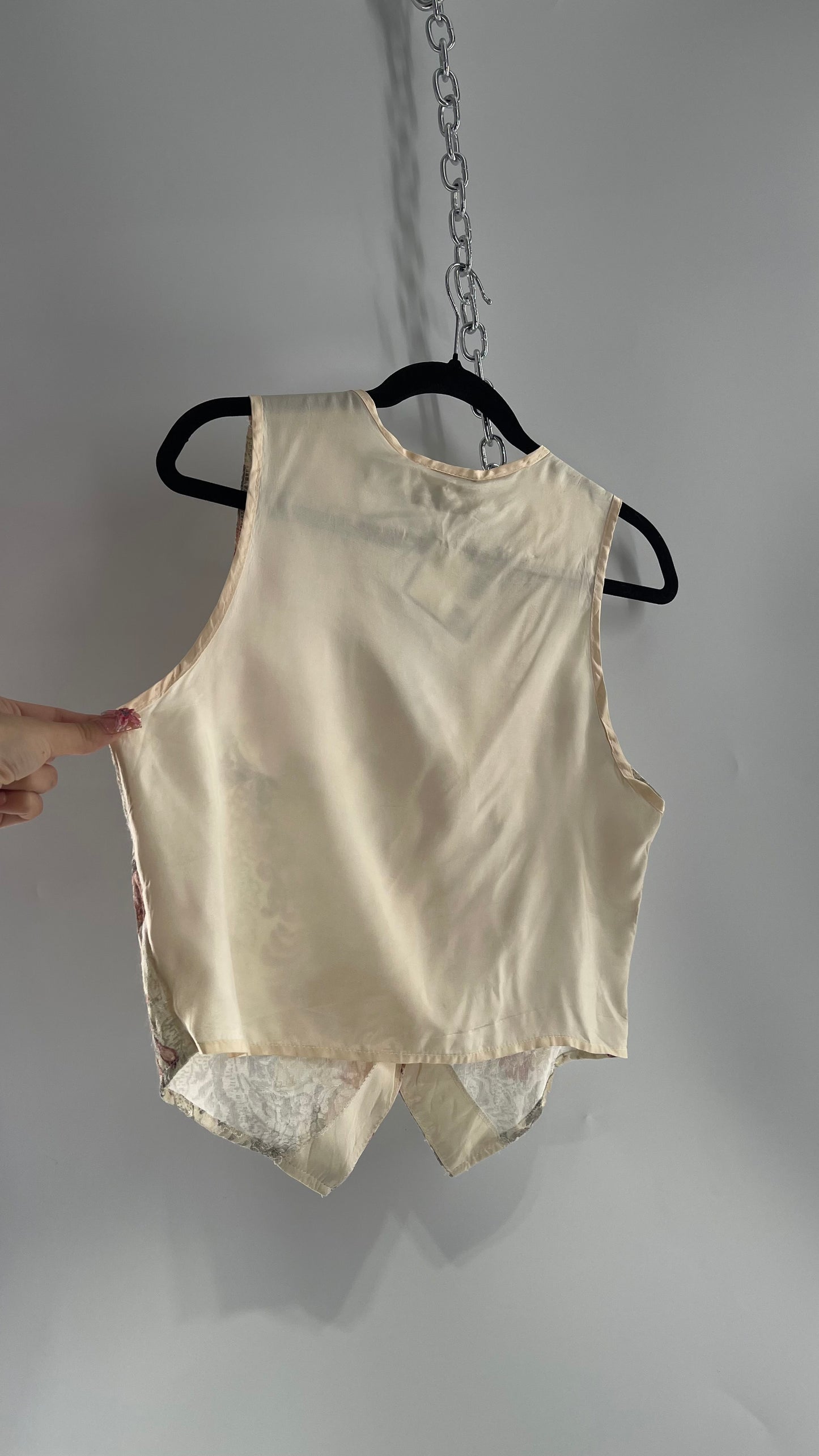 Vintage 1980s YOUNIQUE Cream Floral Vest (Medium)