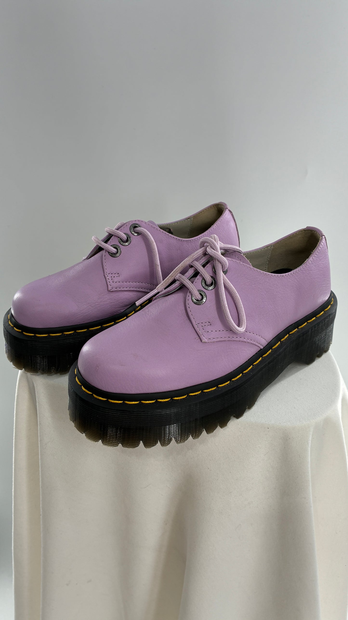 Vintage Dr. Martens 1461 Quad II, Lilac Purple, Pisa Leather Platform Oxfords (6)
