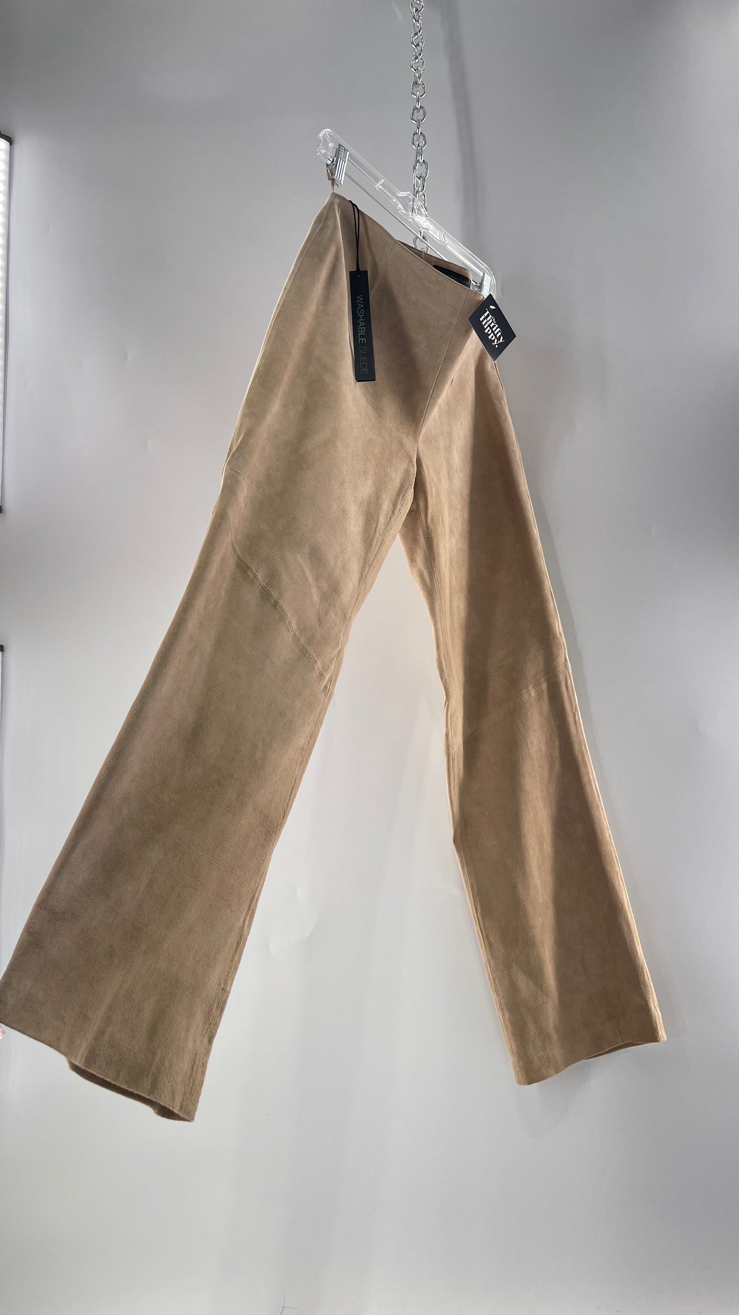 Deadstock Vintage Slouchy SienaStudio Oatmeal Tan Suede Pants (8)