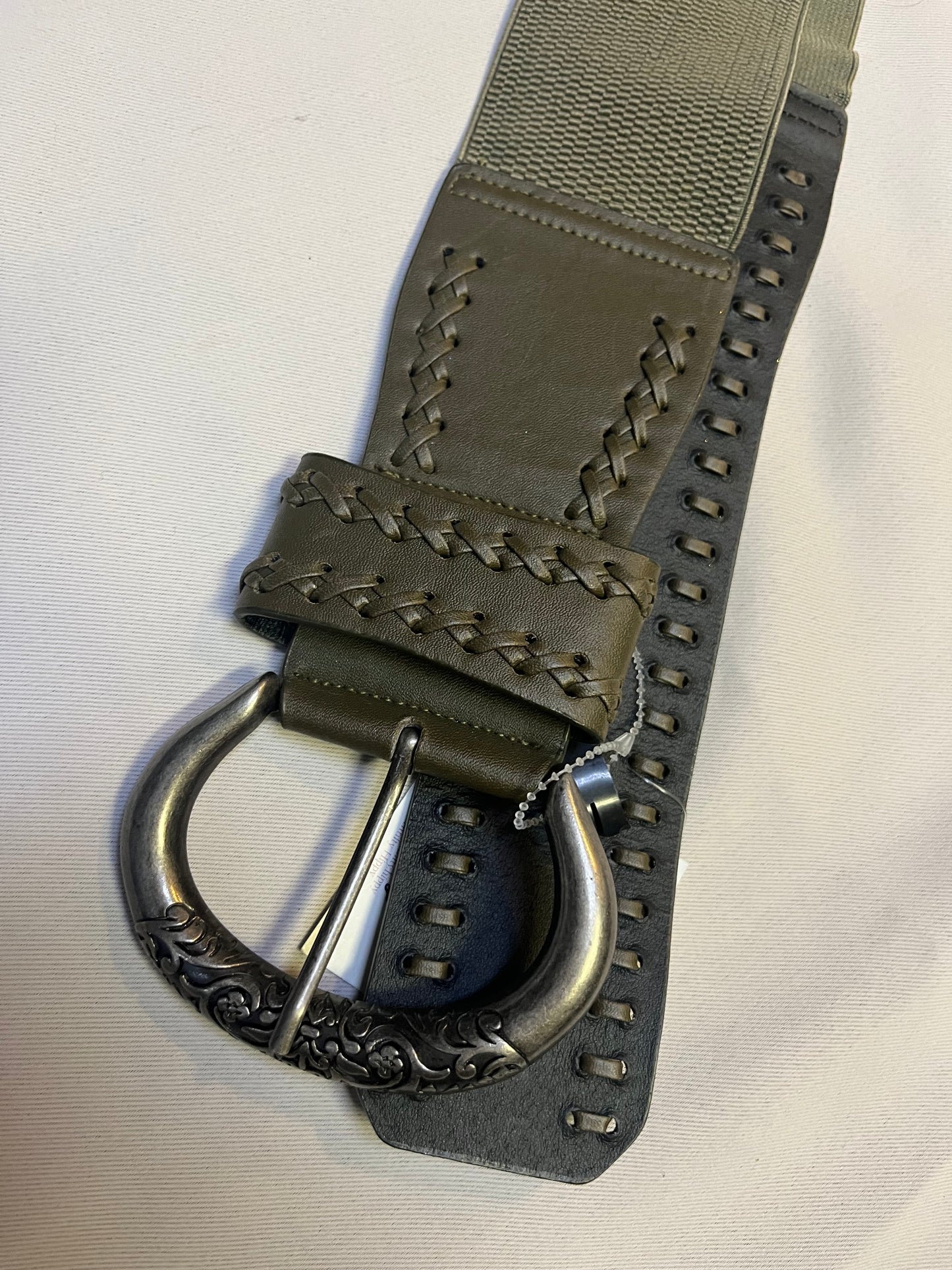 Body Central Olive Green Leather Elastic Belt SM