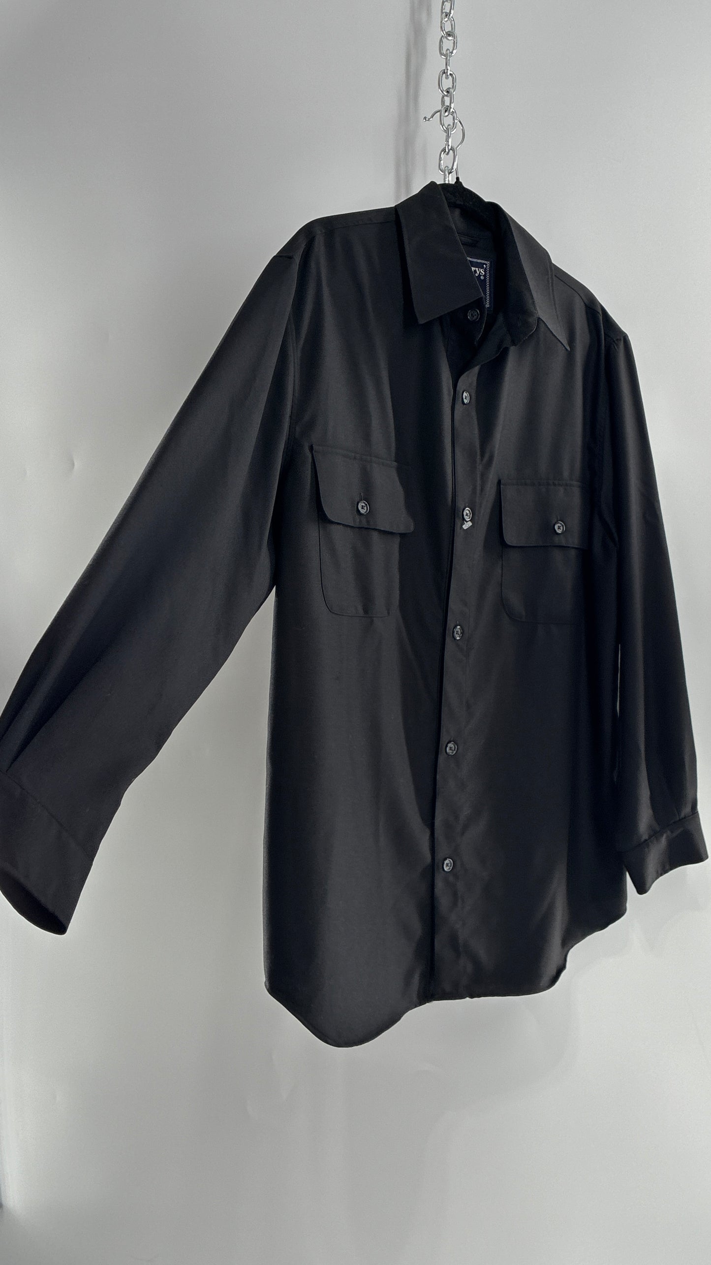 Vintage BURBERRY Black 100% Worsted Cashmere Button Up with Tags Attached (Small)