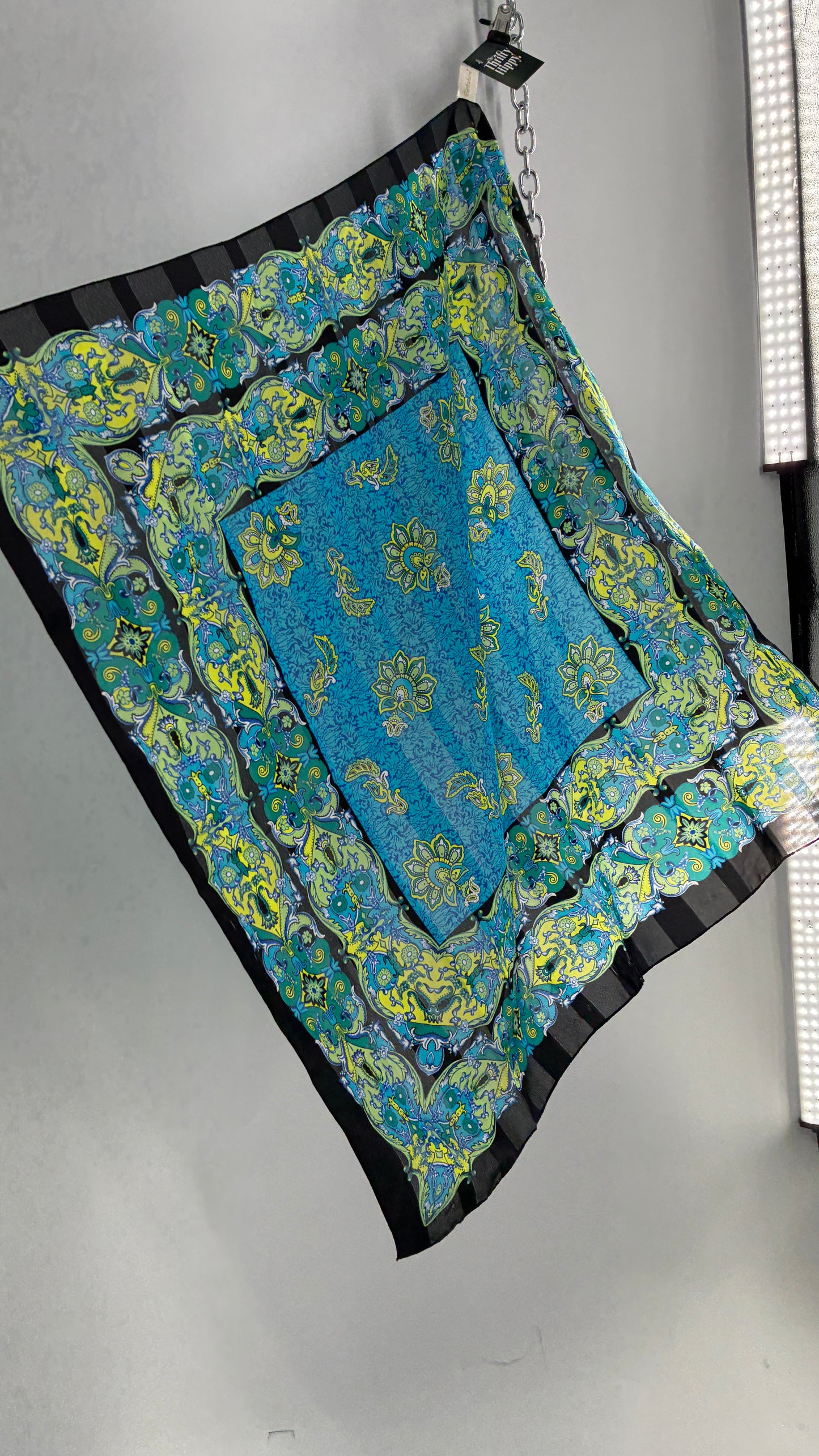 Vintage Paisley Blue/Green/Black Scarf/Head Scarf