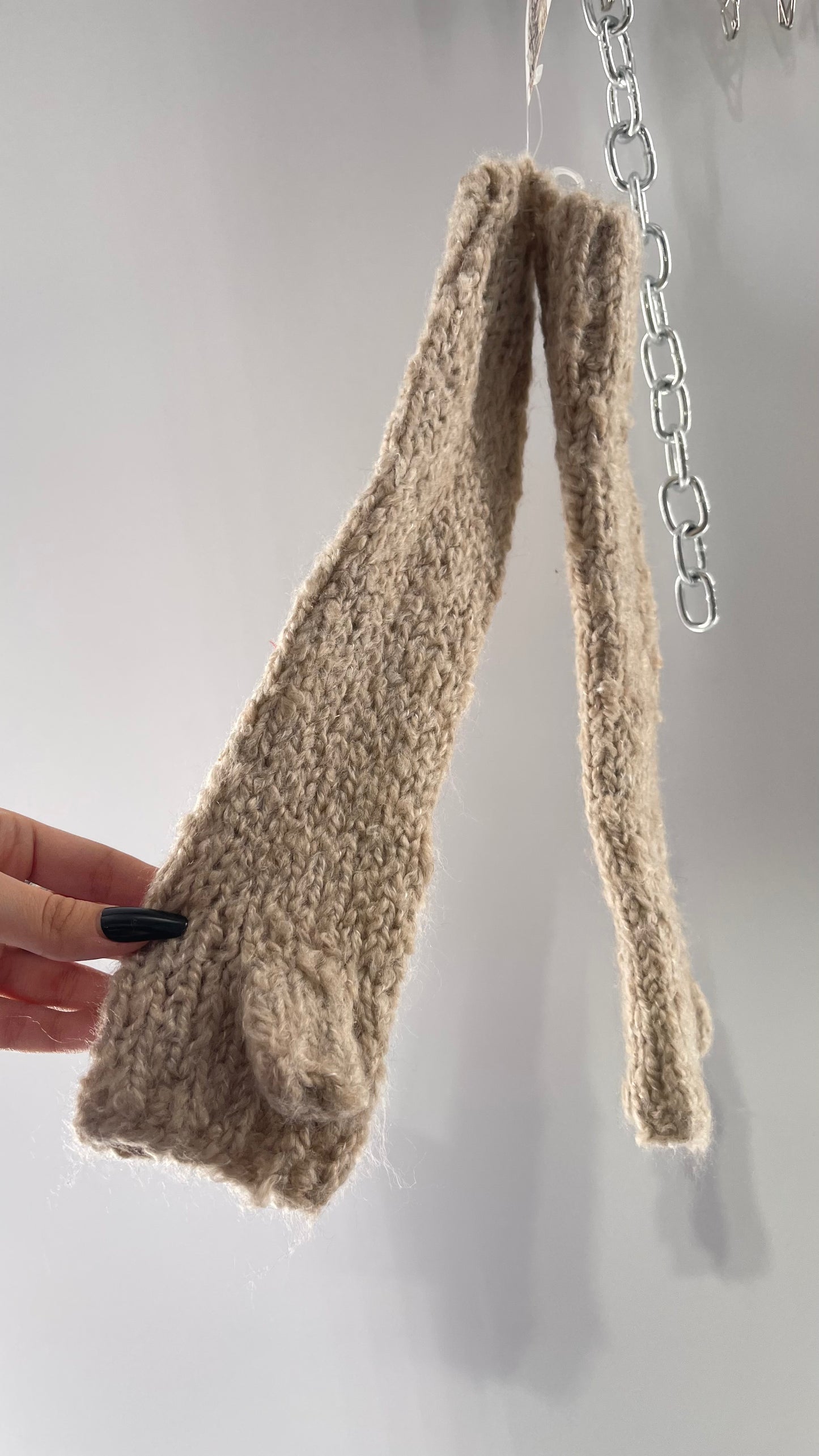 Urban Outfitters Beige/Oatmeal Knit Arm Warmer/Glove with Covered Palm, Thumb Hole