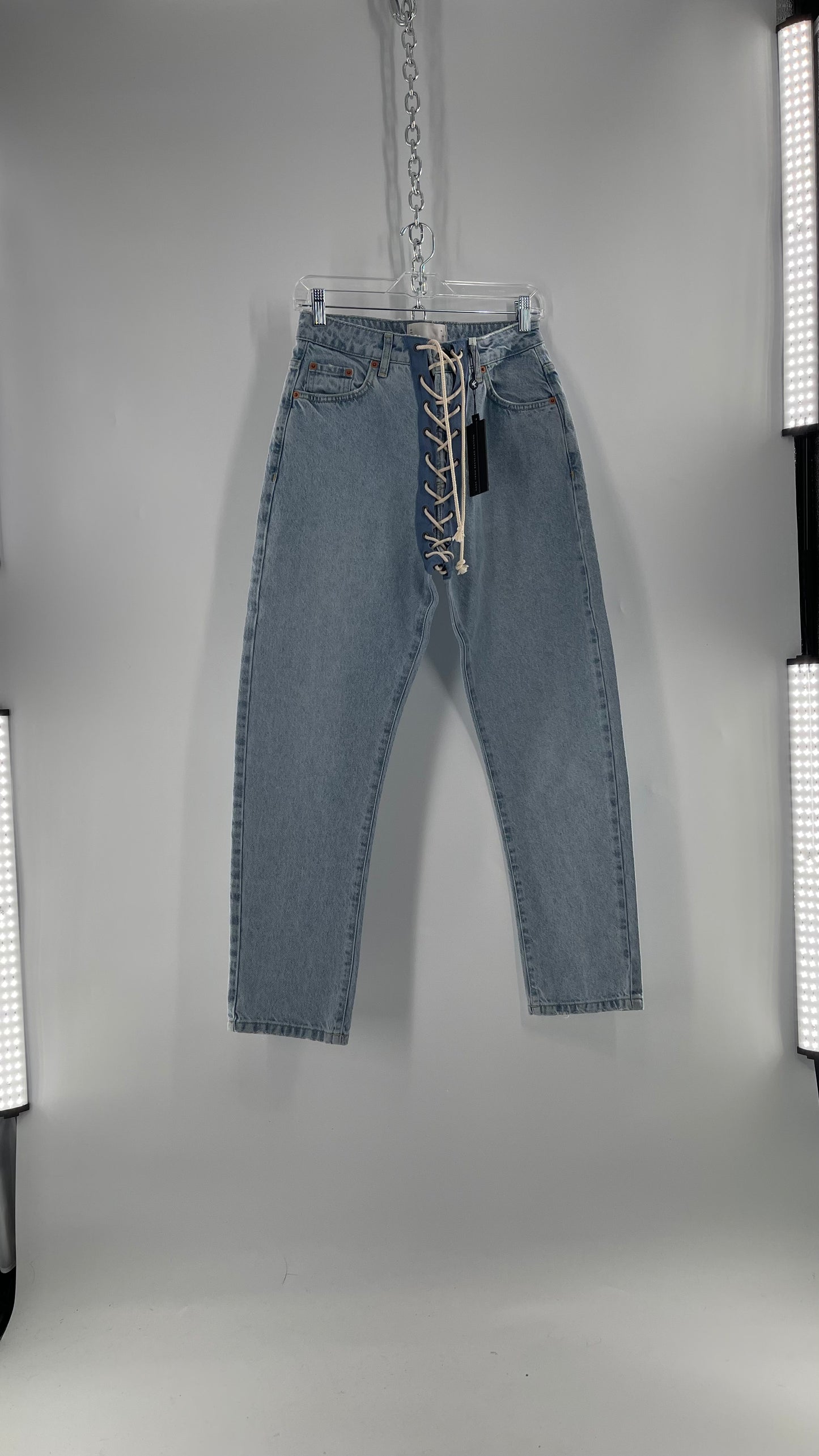 One Teaspoon Best Blue Lace Bandit Jeans Lace Up Detail on Front and Back (24)