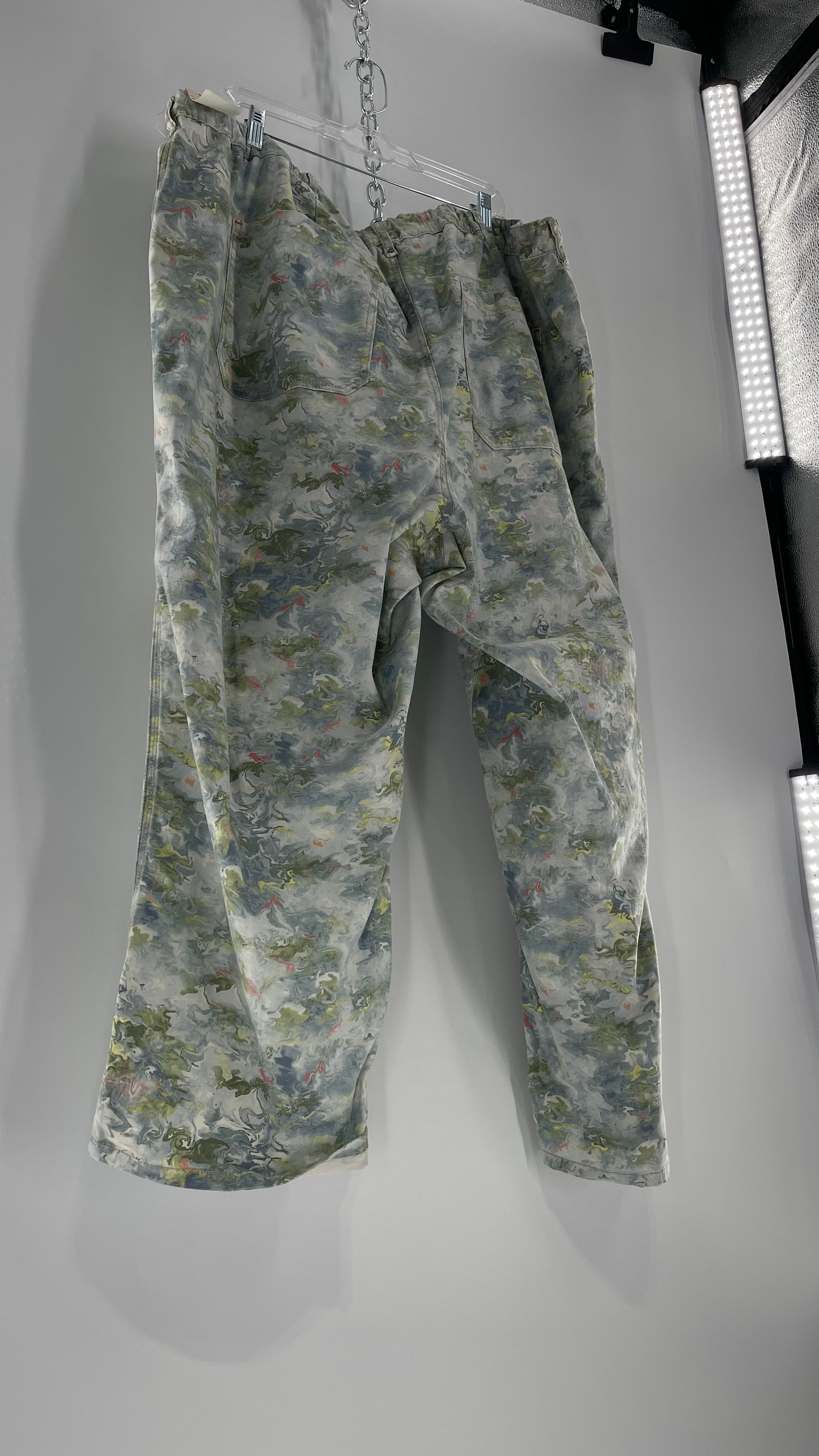 Pilcro Anthropologie Lilly Pad Pond Painted Water Color Cargos (26W)