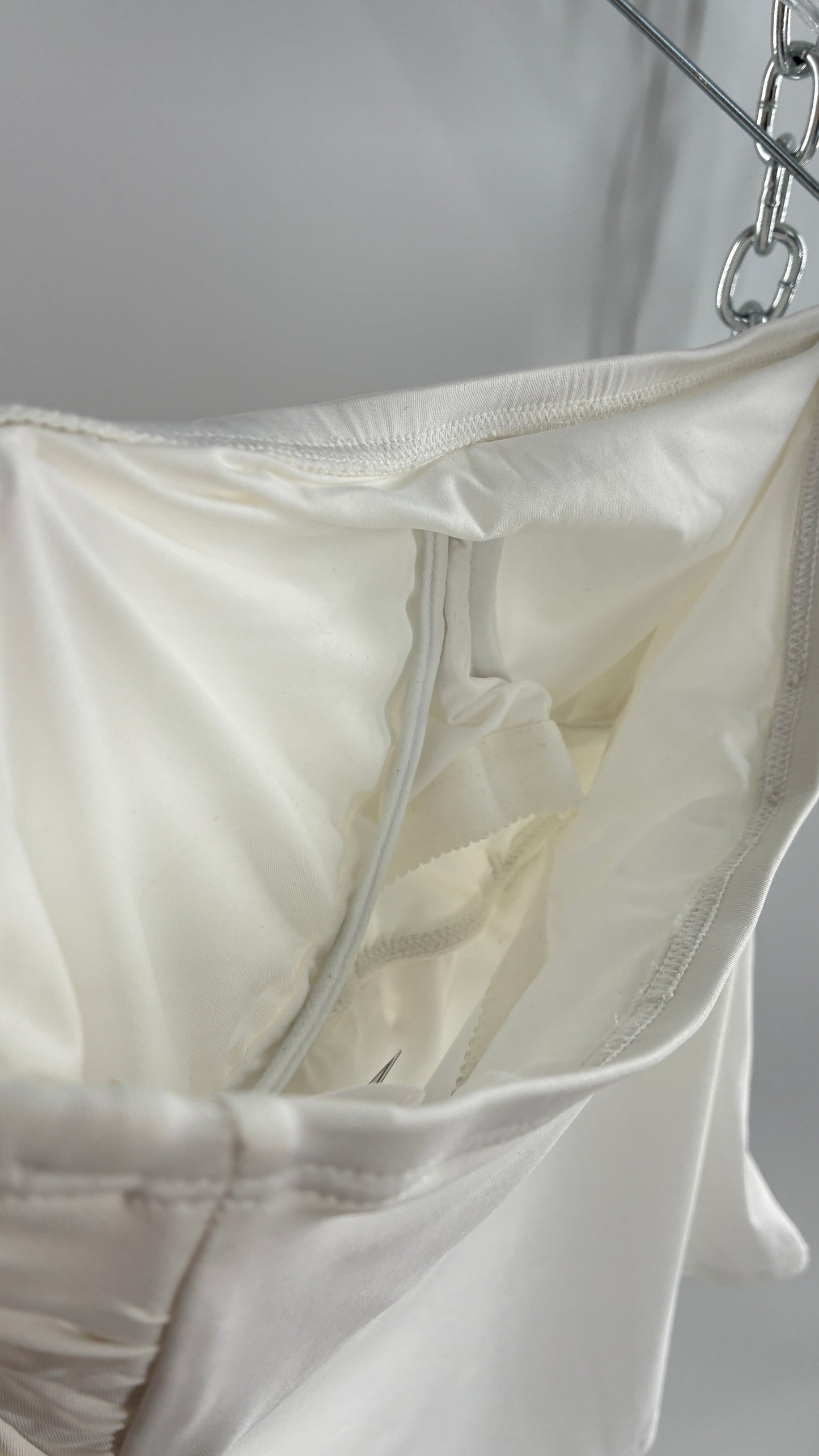 Michael Kors White Tube Top with Gold Underbust Chain Detail and Underwire Bra (Large)
