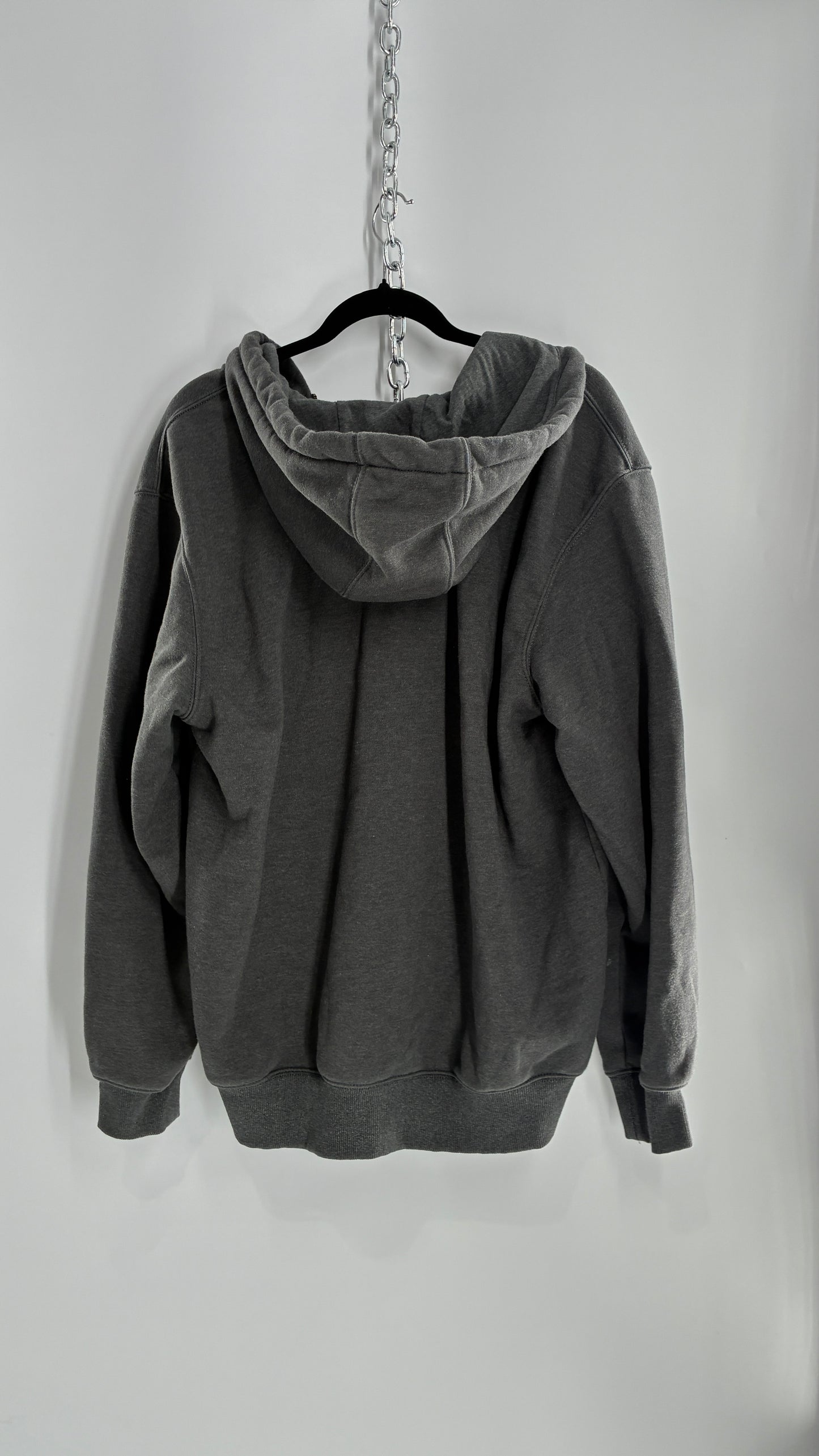 CARHARTT Rain Defender Charcoal Grey Full Zip Heavy Knit Hoodie (Large)