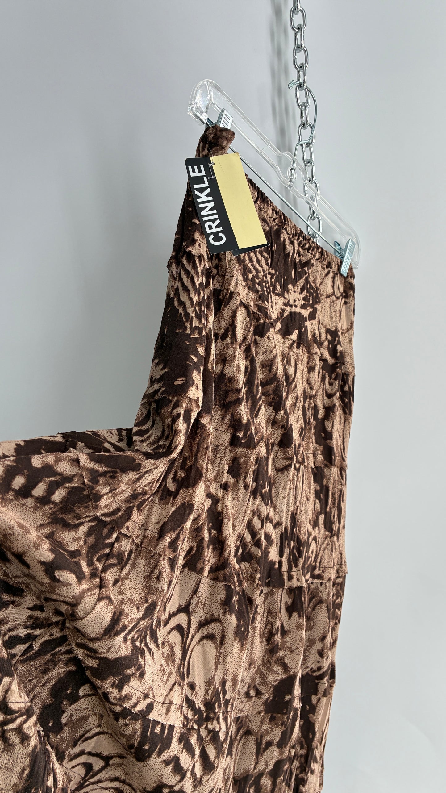 Deadstock Vintage TEASE Brown Crimped Skirt (Medium)