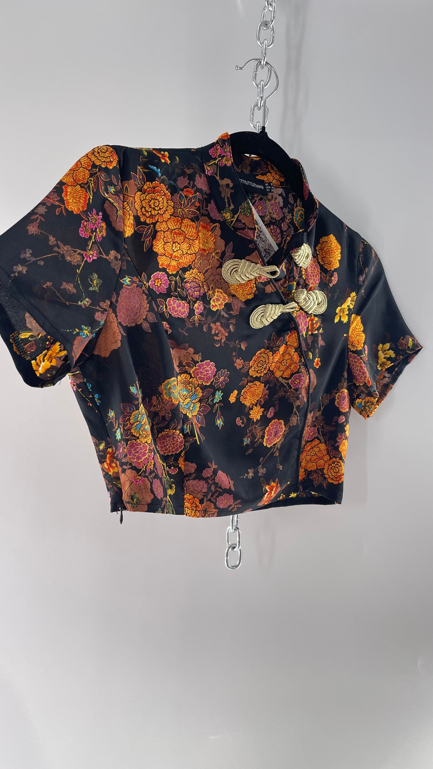 Pretty Little Thing Black Oriental Cheongsam / Qipao Cropped Top (4)